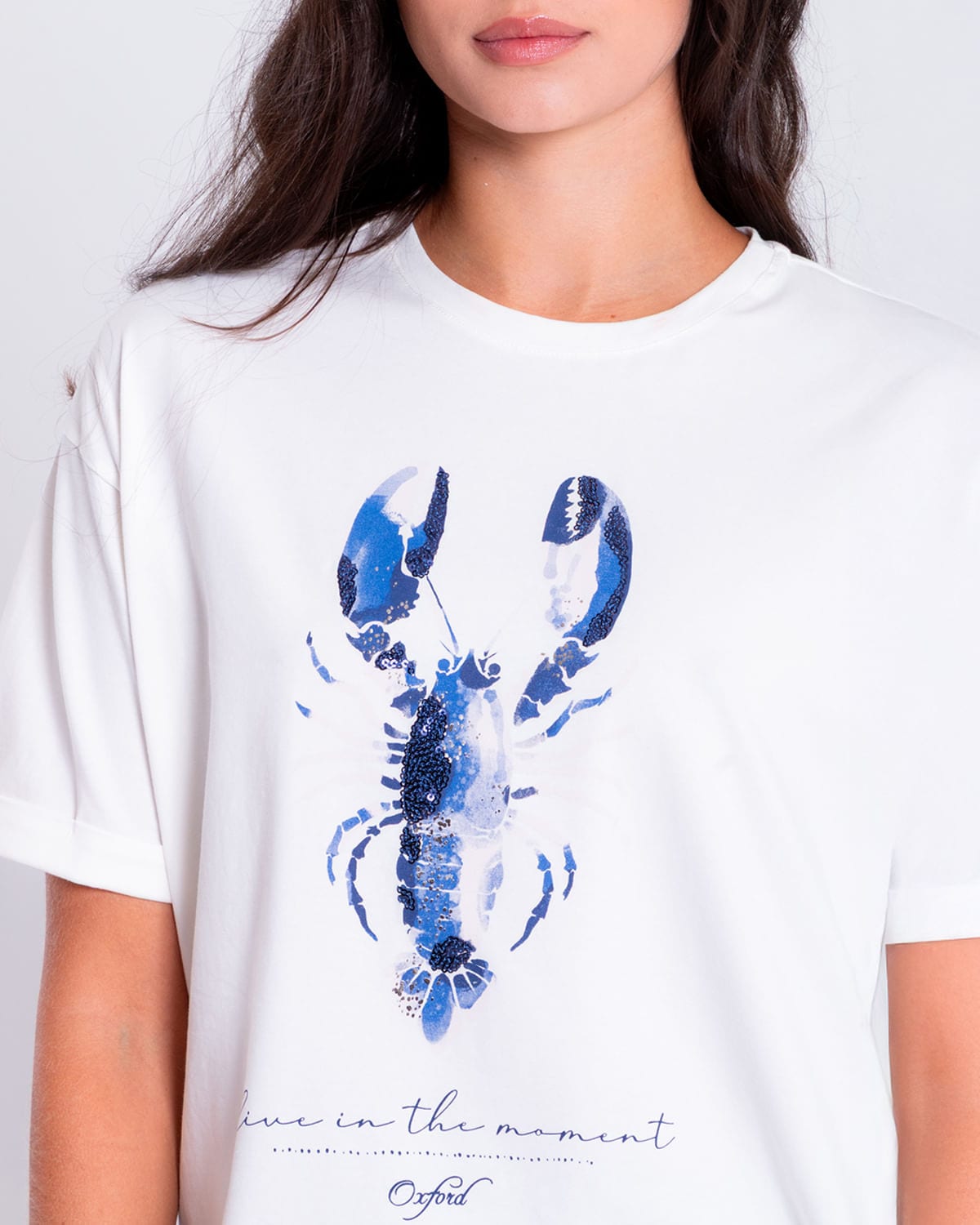 Camiseta blanca estampado frontal para mujer - imagen 4