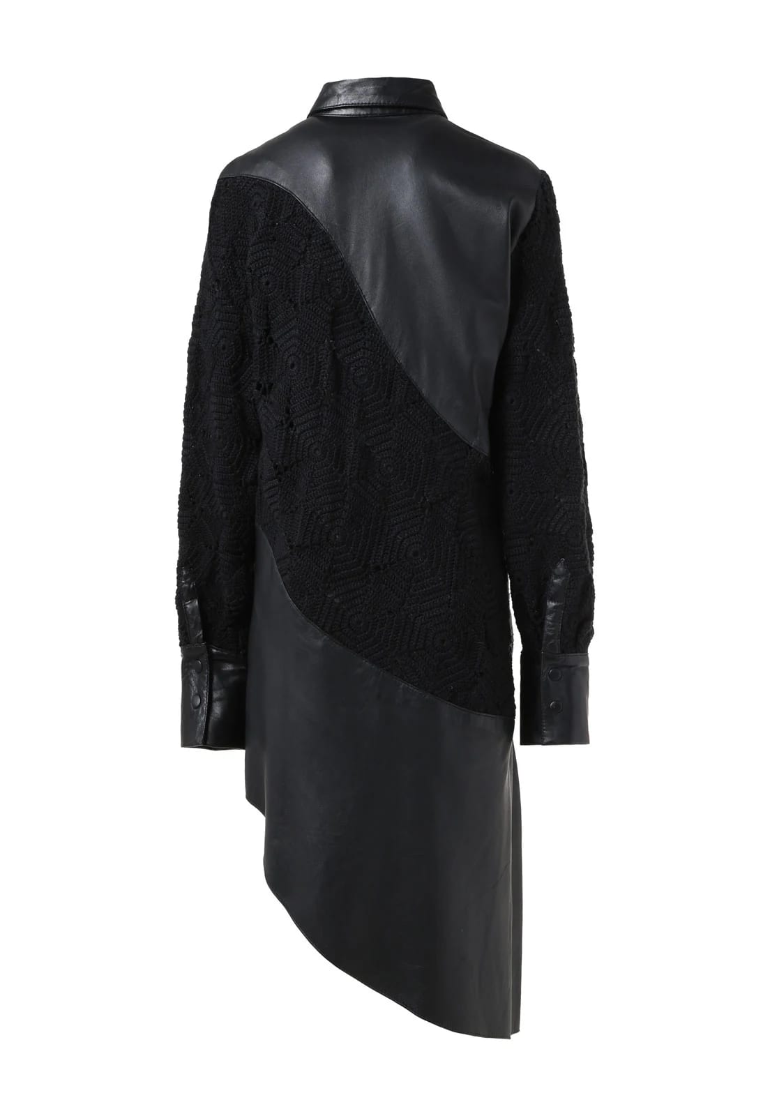 WAVY CROCHET LEATHER SHIRT DRESS - imagen 4