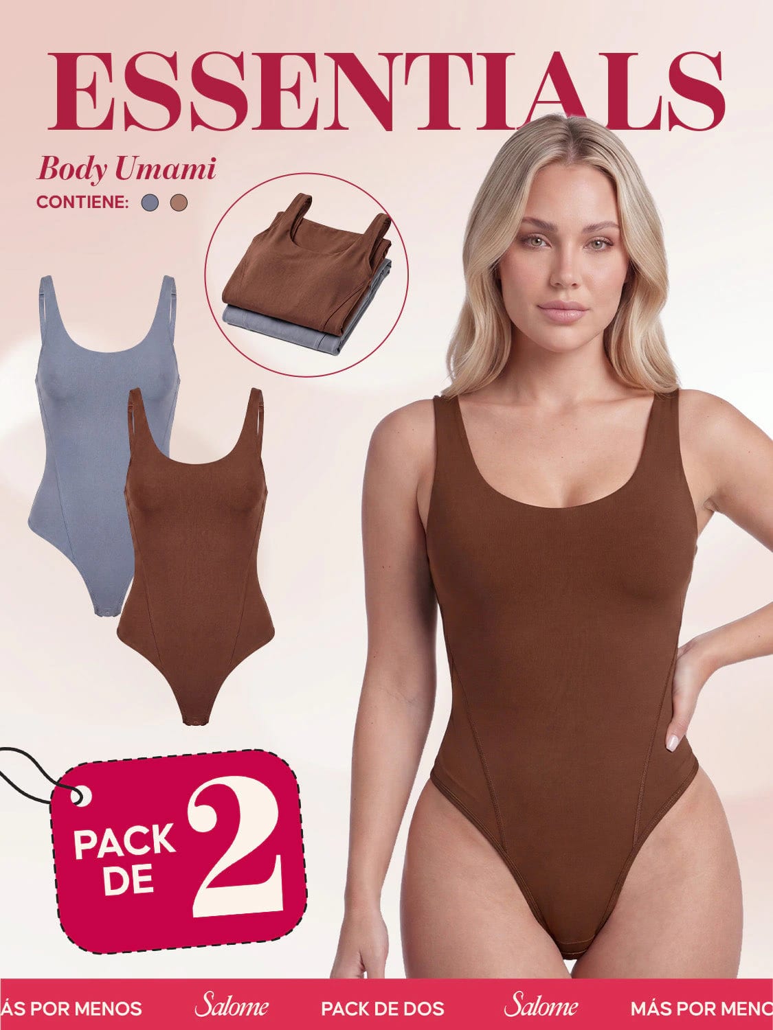 Paquete x2 Body Umami Escote Redondo, Tiras Finas y Tanga | 2-Pack Salome 5005 - imagen 3