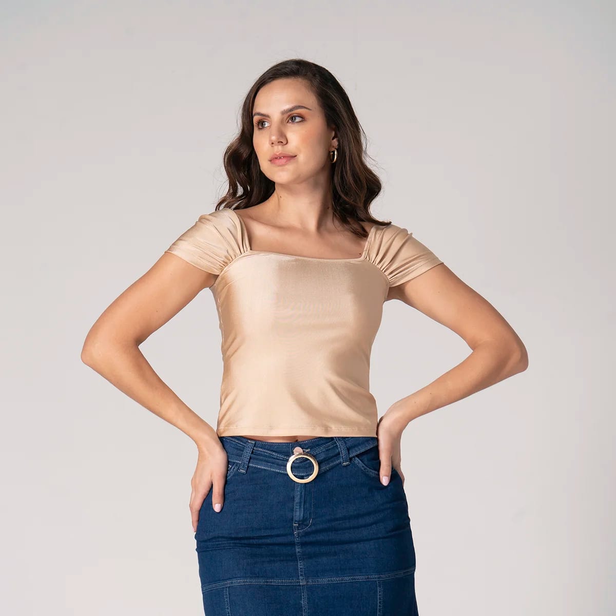 Blusa Slim Escote Bandeja Nova - imagen 1