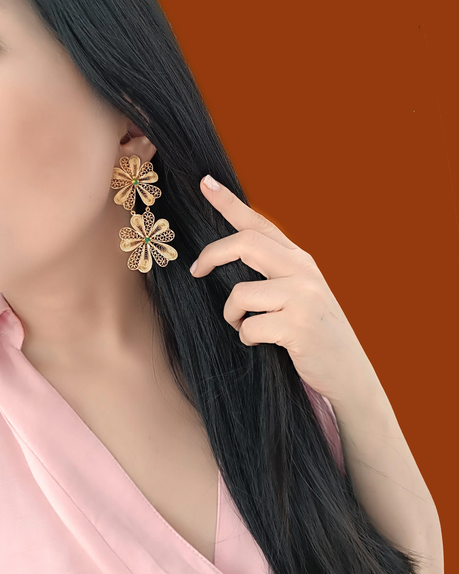 Aretes doble flor Chiara - imagen 5