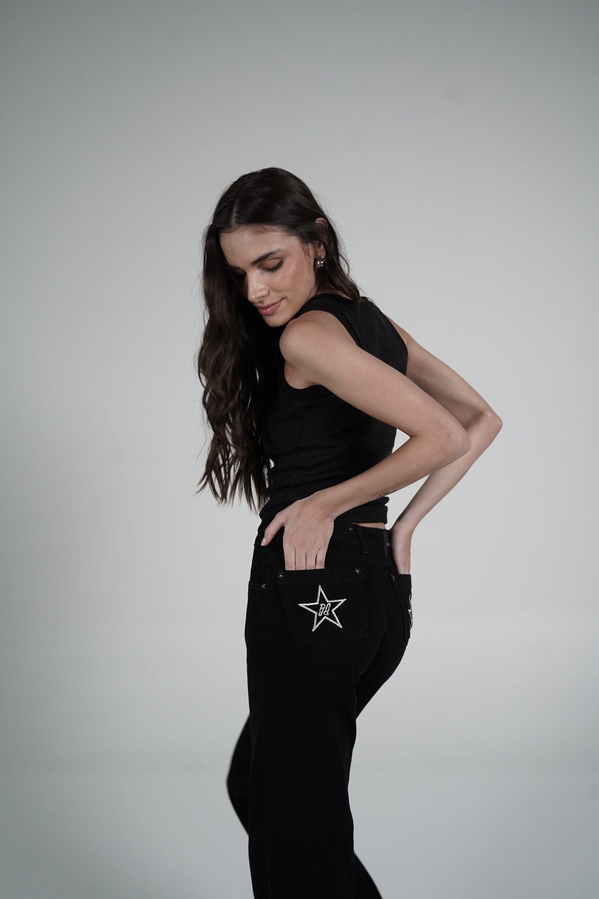 Double Star Black Jeans (Embroidered) - imagen 1