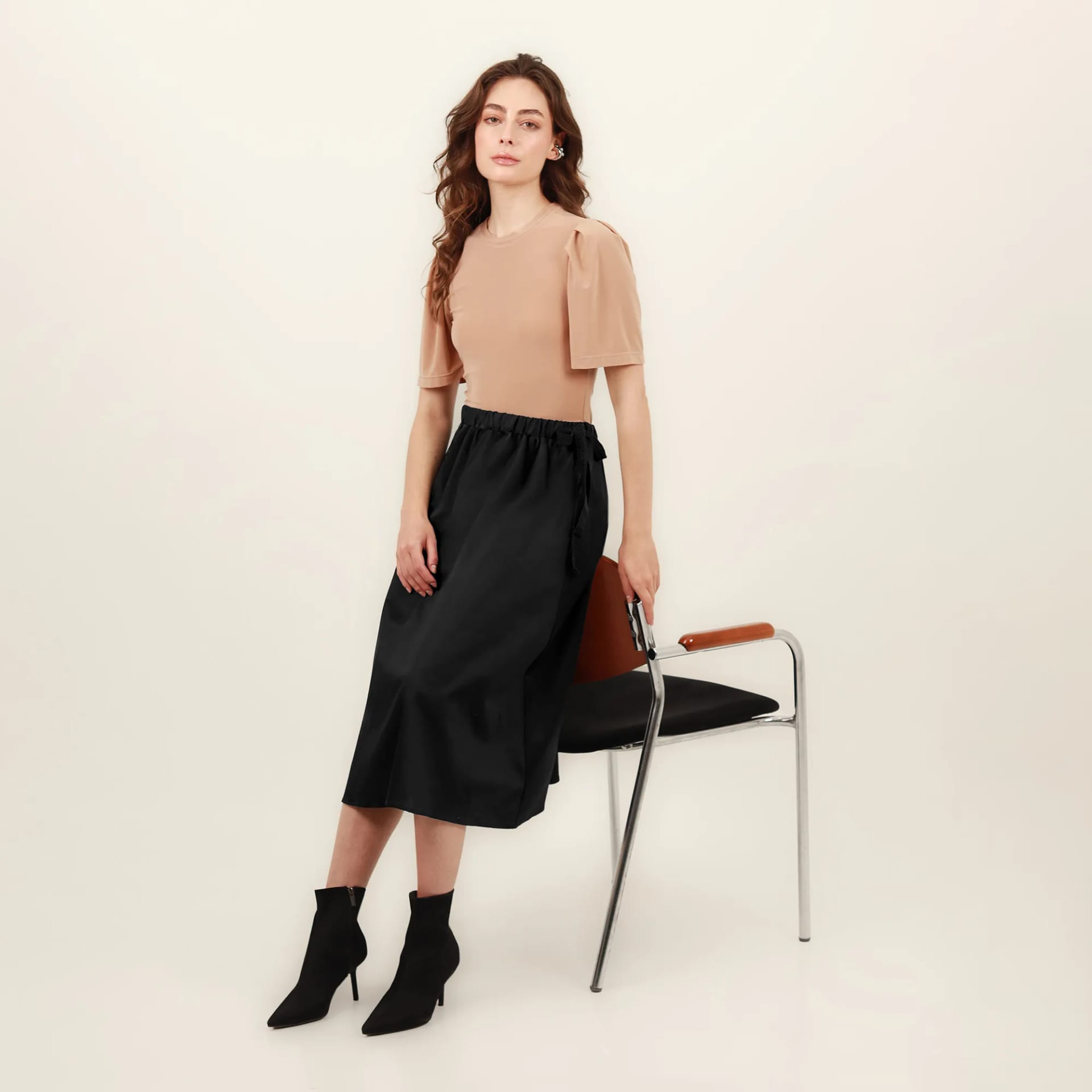 Falda midi evasé con lazo - imagen 2