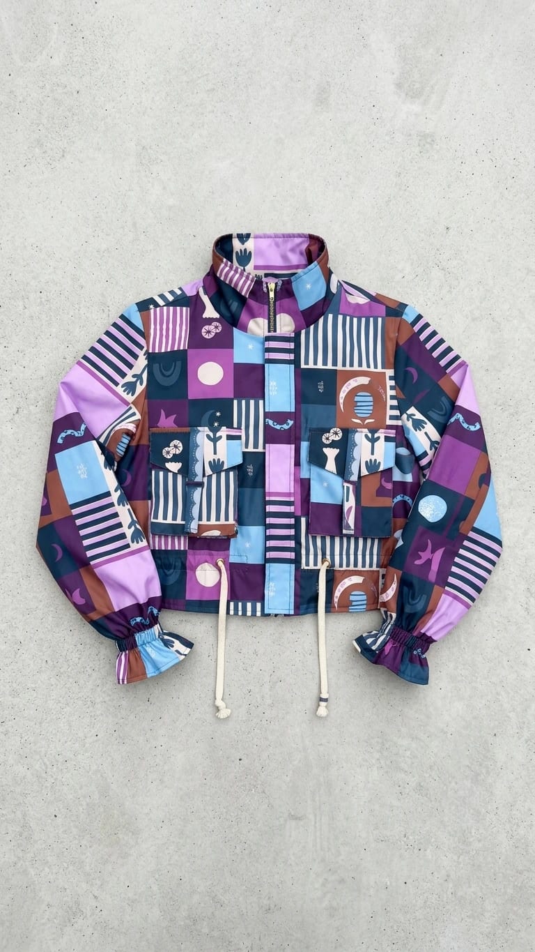 Chaqueta corta estampada morado - imagen 2