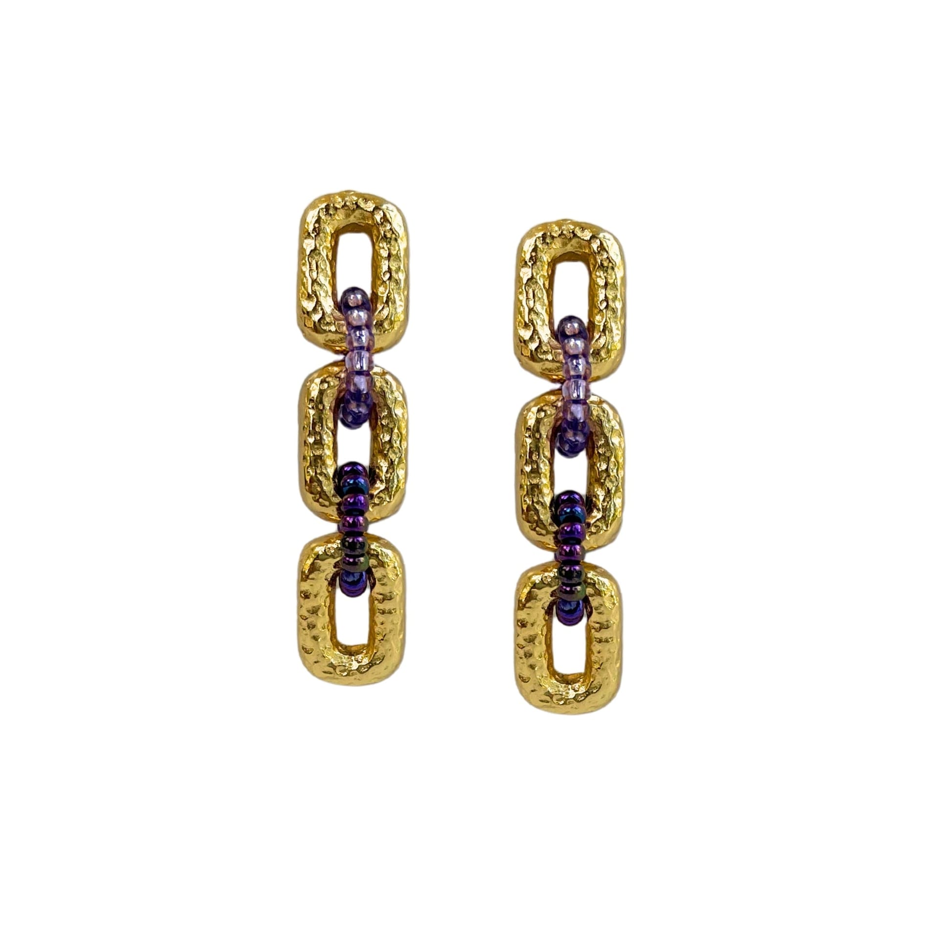Connected Mini Link Beaded Earrings - imagen 9