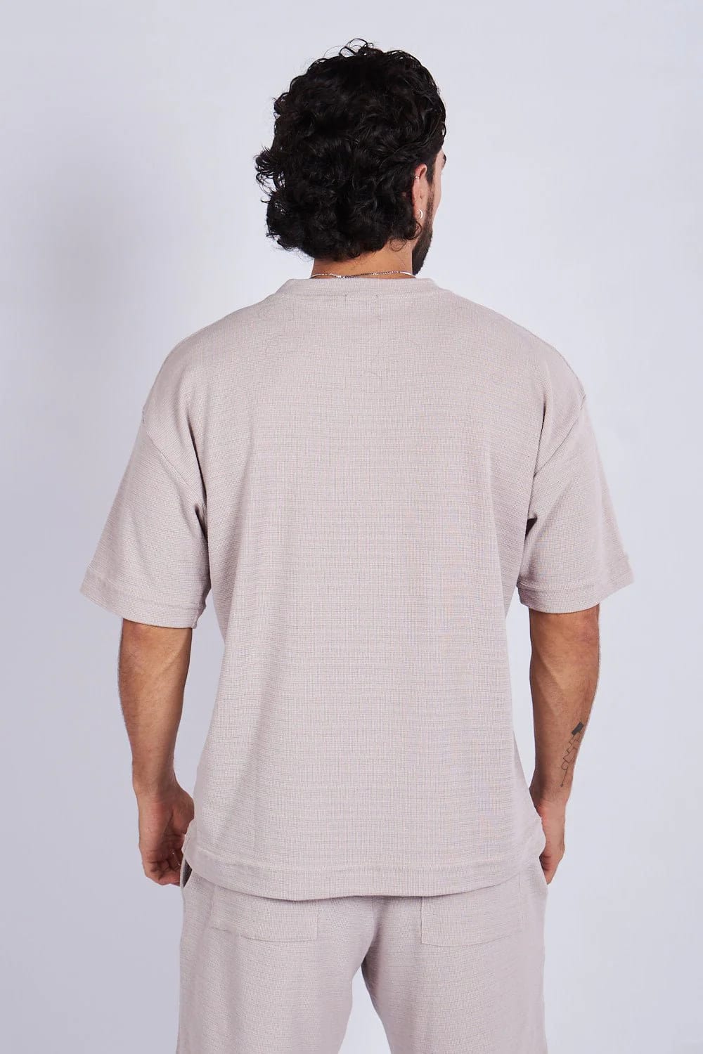 Camiseta oversize textura horizontal Caqui - imagen 5