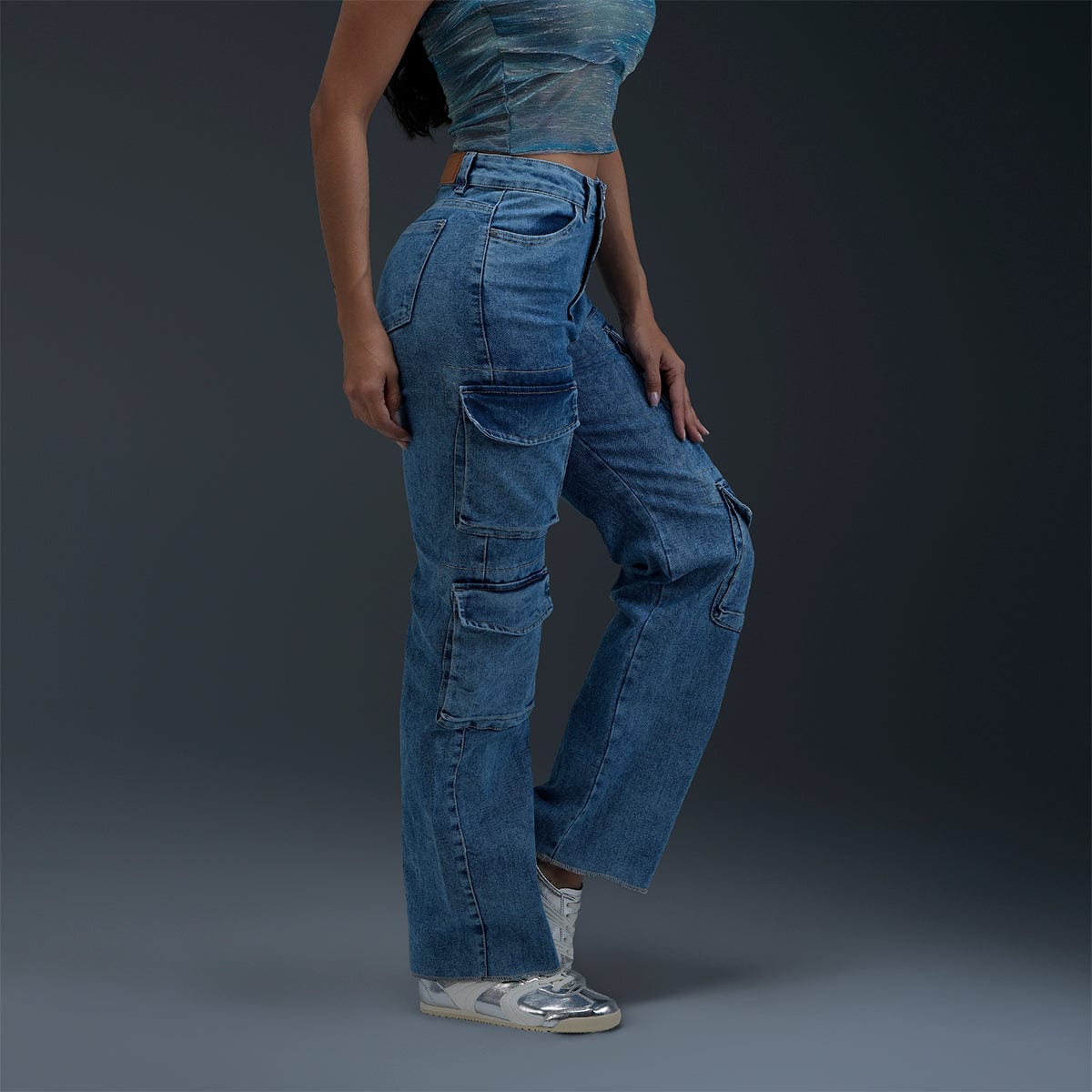 Jeans Cargo Azul Mujer - imagen 3