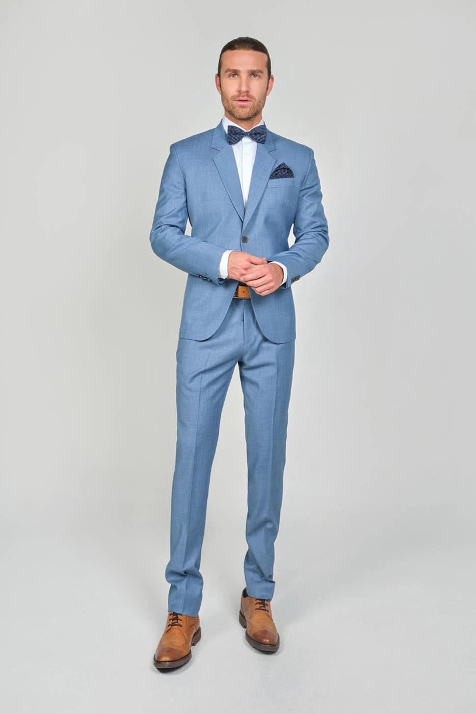 Traje Formal Sobre Medida Paño Tropical Azul Claro - imagen 2