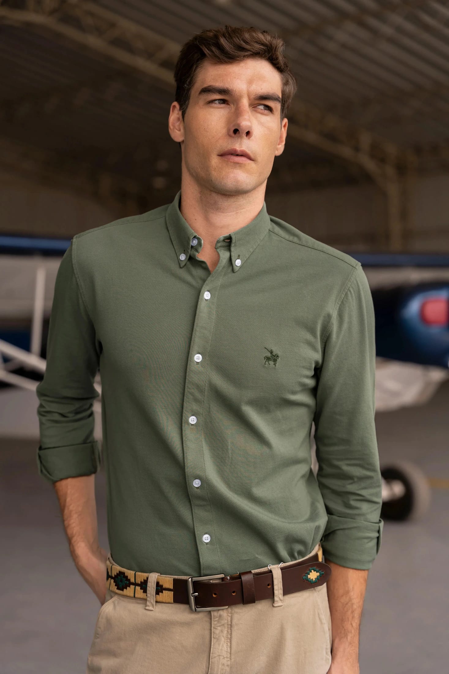 Camisa Micro Pique Hombre Verde - imagen 1