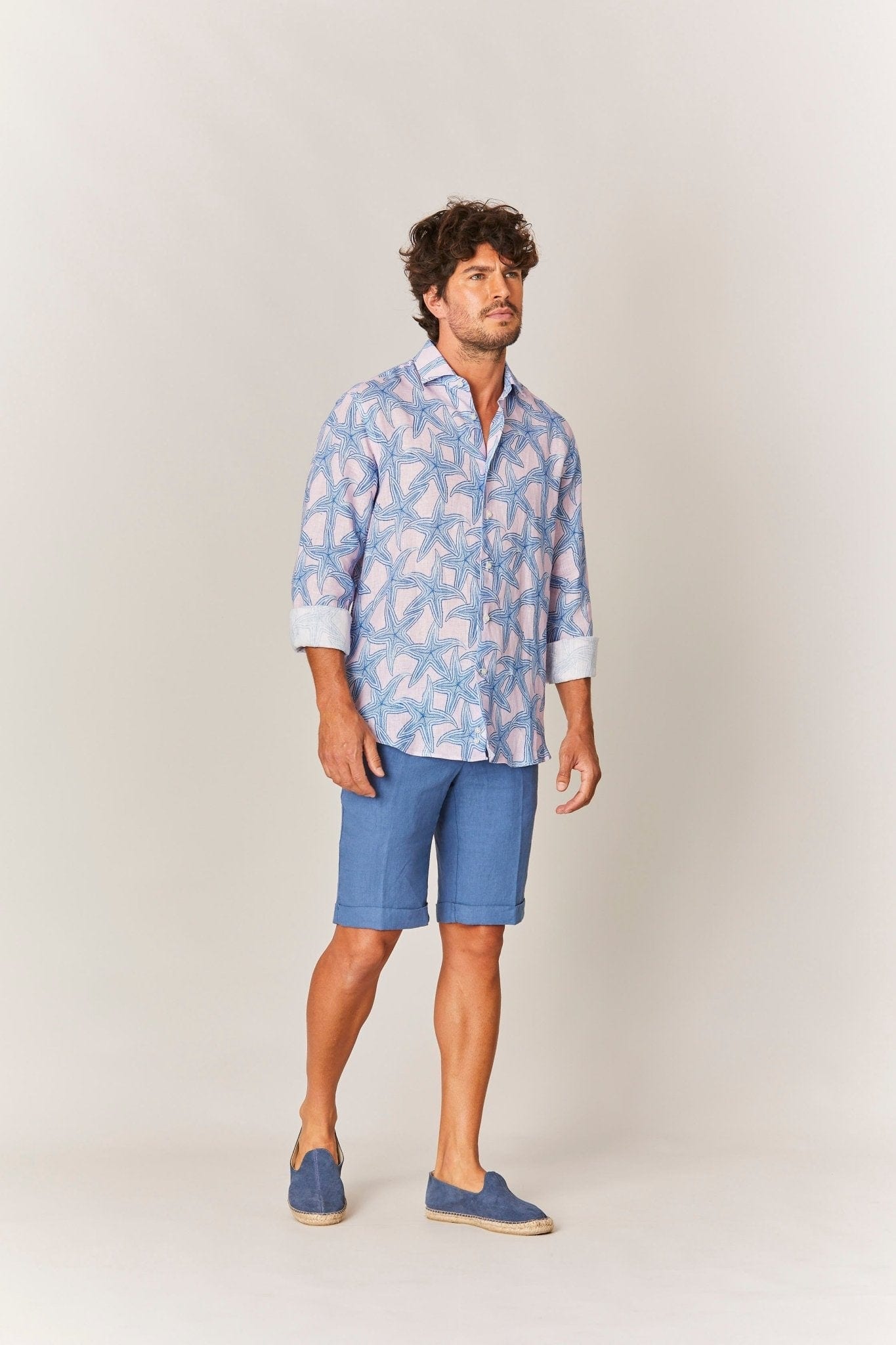 Men's linen shirt pink stella - imagen 3