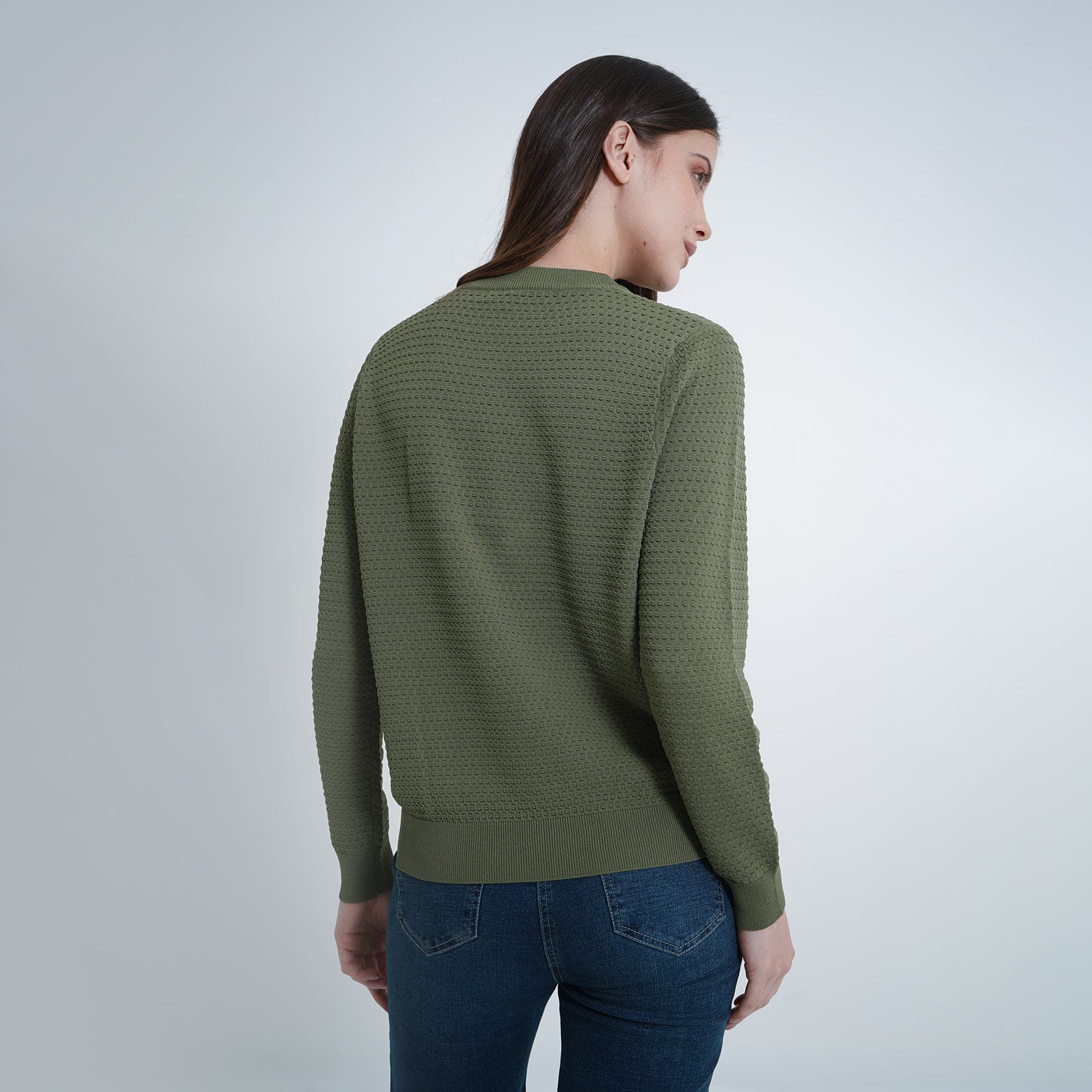 Sweater tejido texturizado cuello redondo manga larga - imagen 9