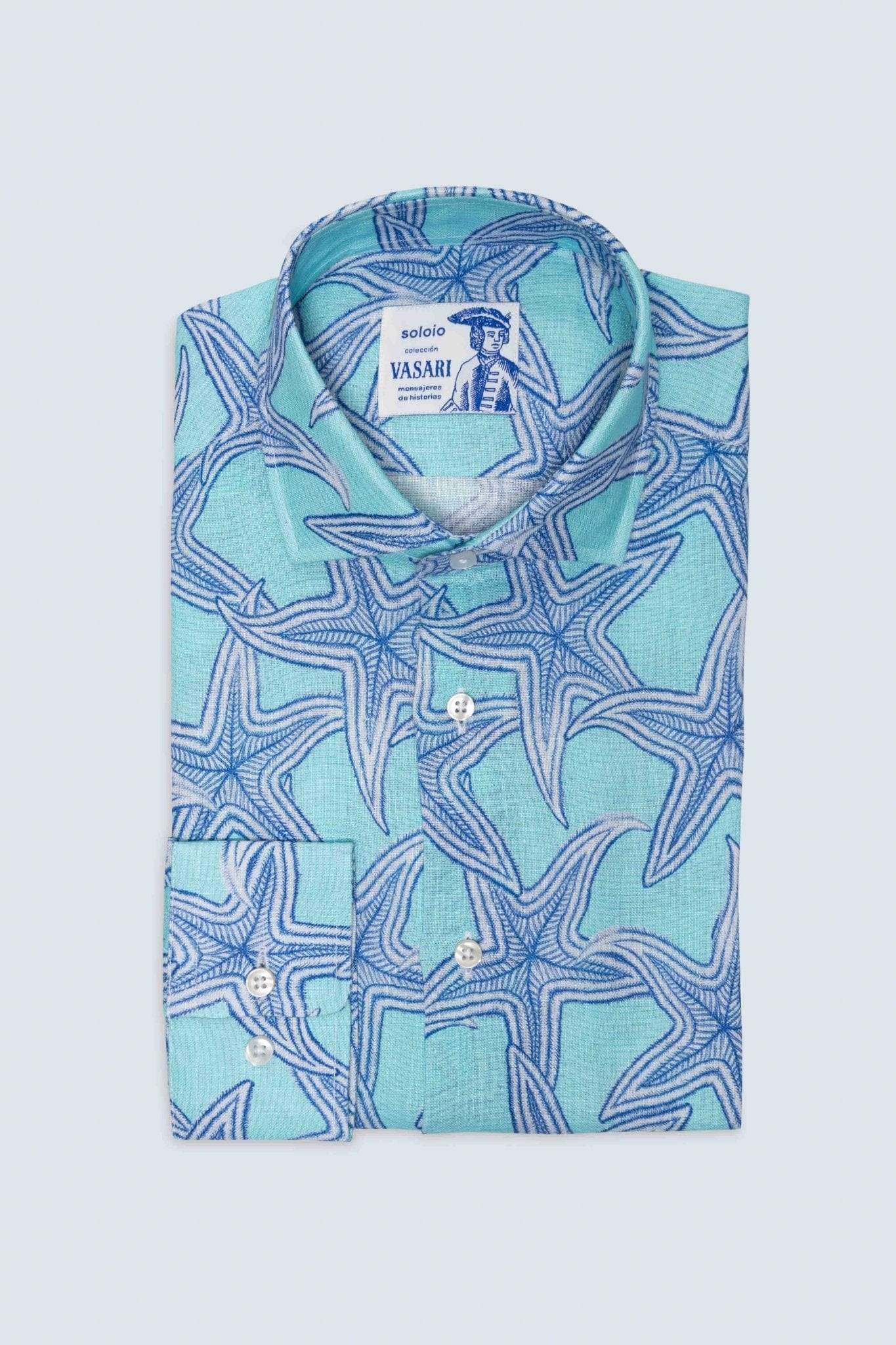 Men's linen shirt turquoise stella - imagen 6
