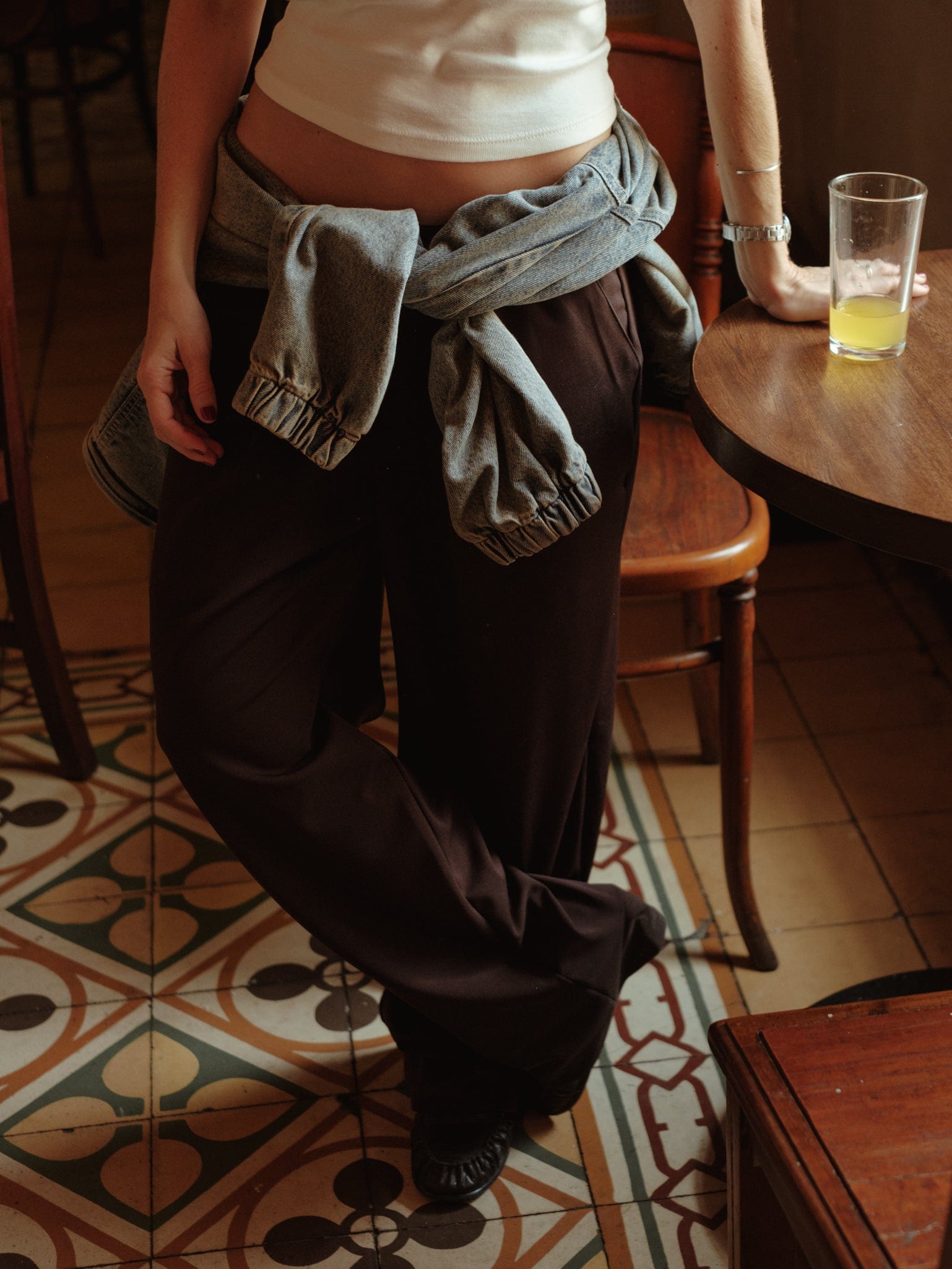 WIDE LEG BAND PANT - ESPRESSO - imagen 3