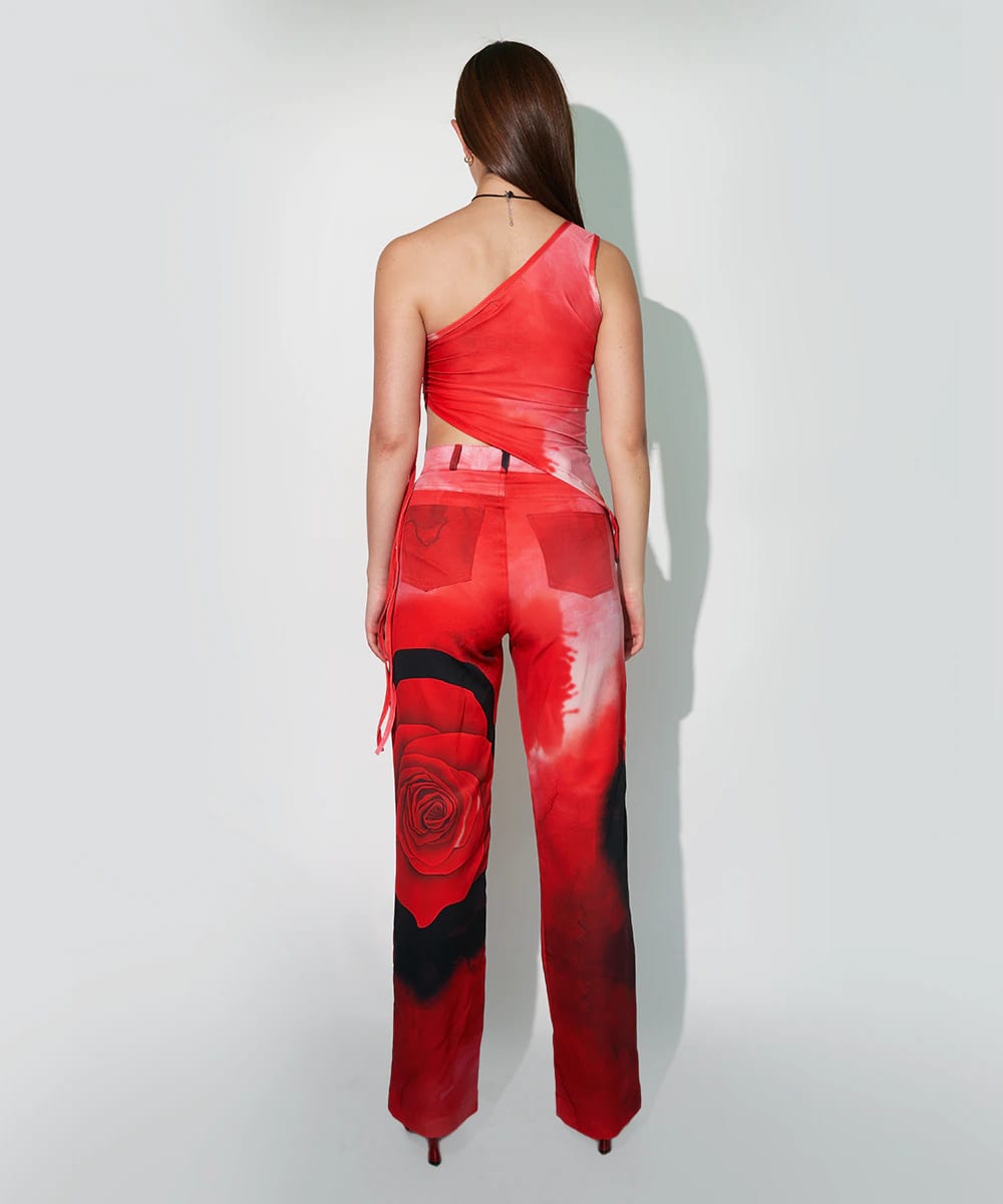 One Shoulder Top In Rose Red - imagen 2