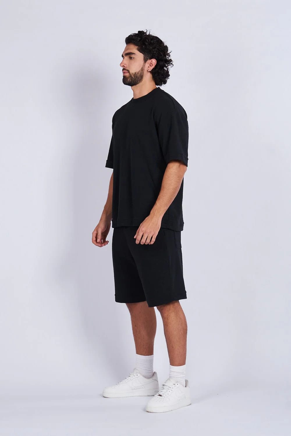 Camiseta oversize textura horizontal Negra - imagen 2