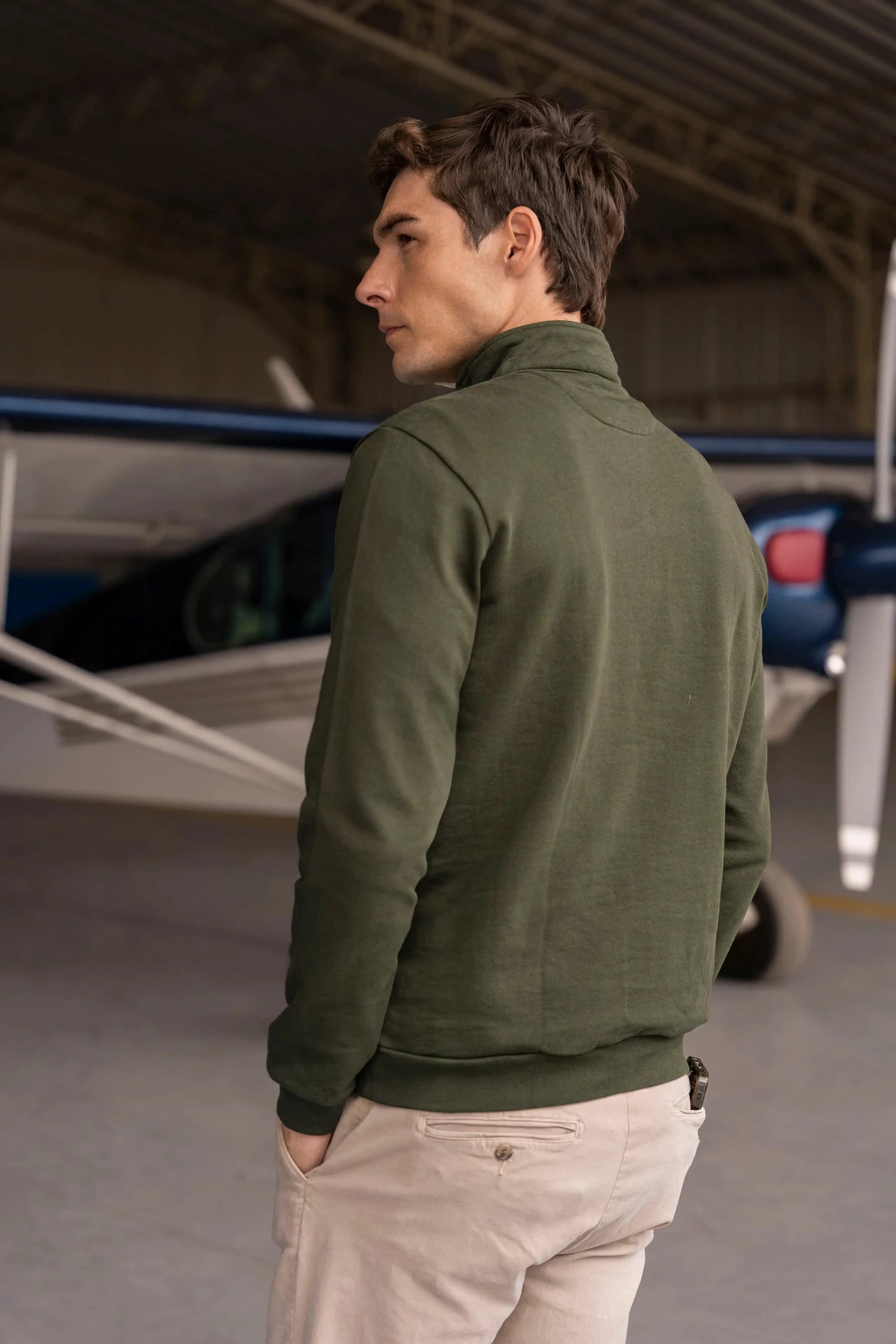 Halfzip Premium Comfy Hombre Verde Militar - imagen 4