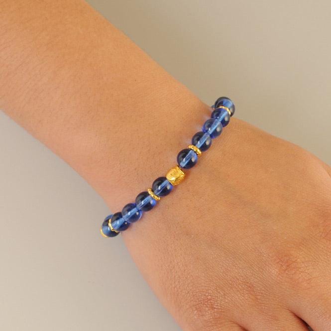 Pulsera Cristal Checo Azul 8mm - imagen 2