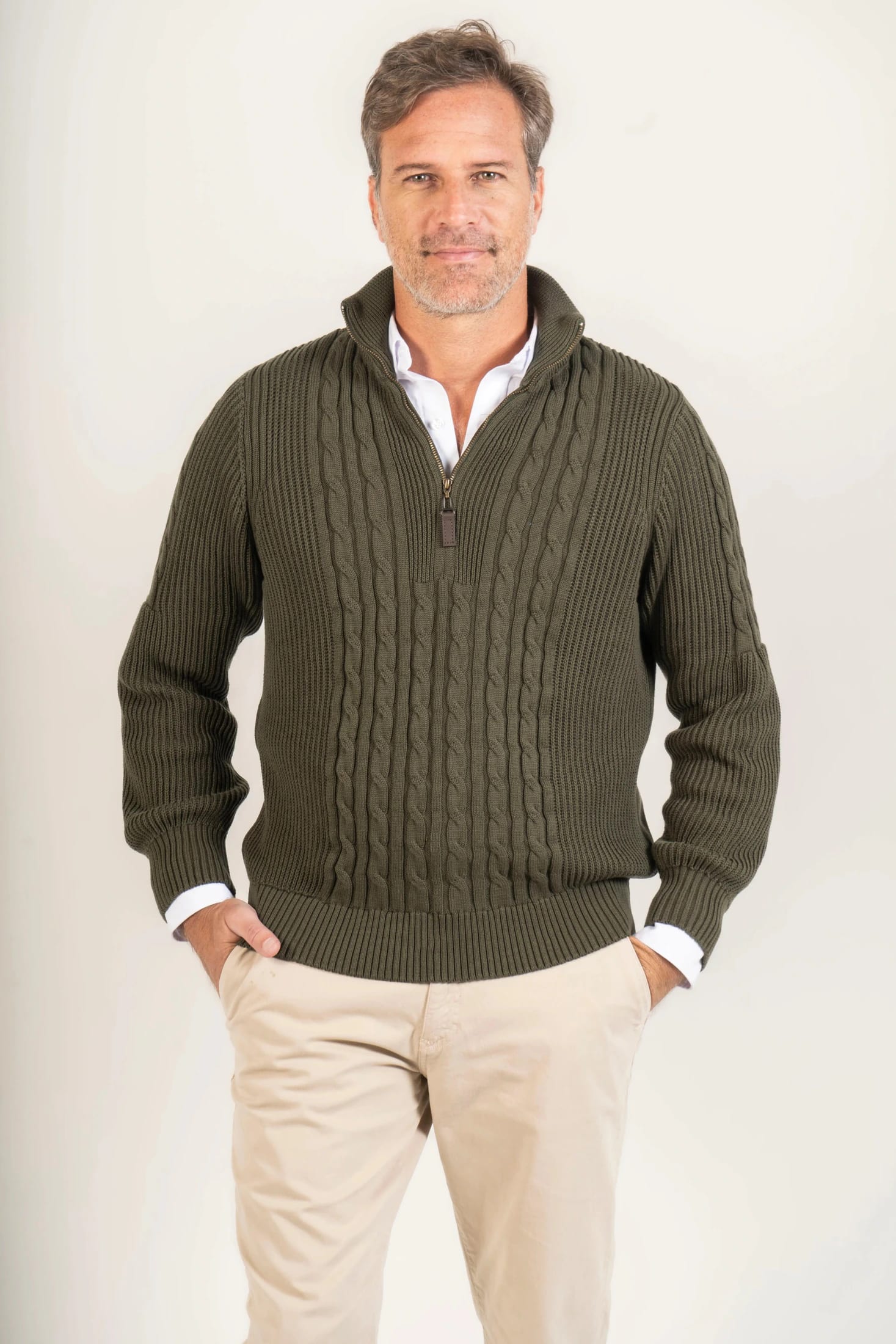 Suéter Halfzip Highland Hombre Verde Militar - imagen 6