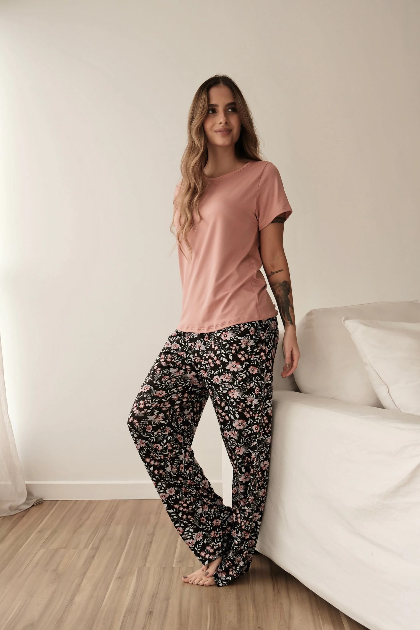 Pijama Pantalon Largo Estampado Negro - imagen 1