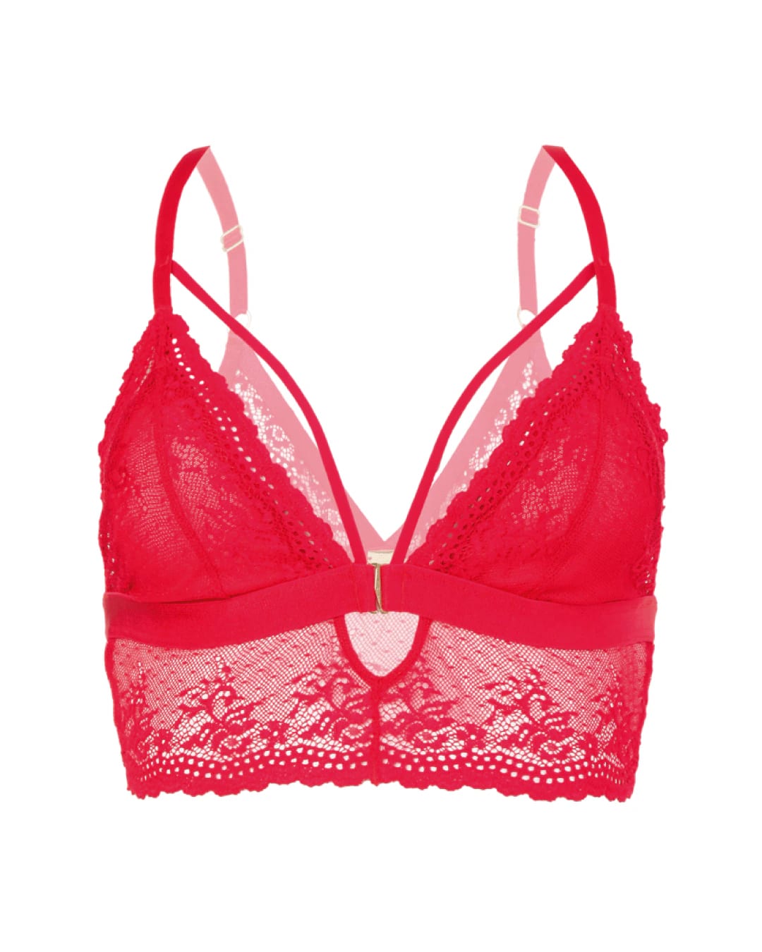 Bralette en encaje y malla - ONE LOVE ROJO - imagen 3