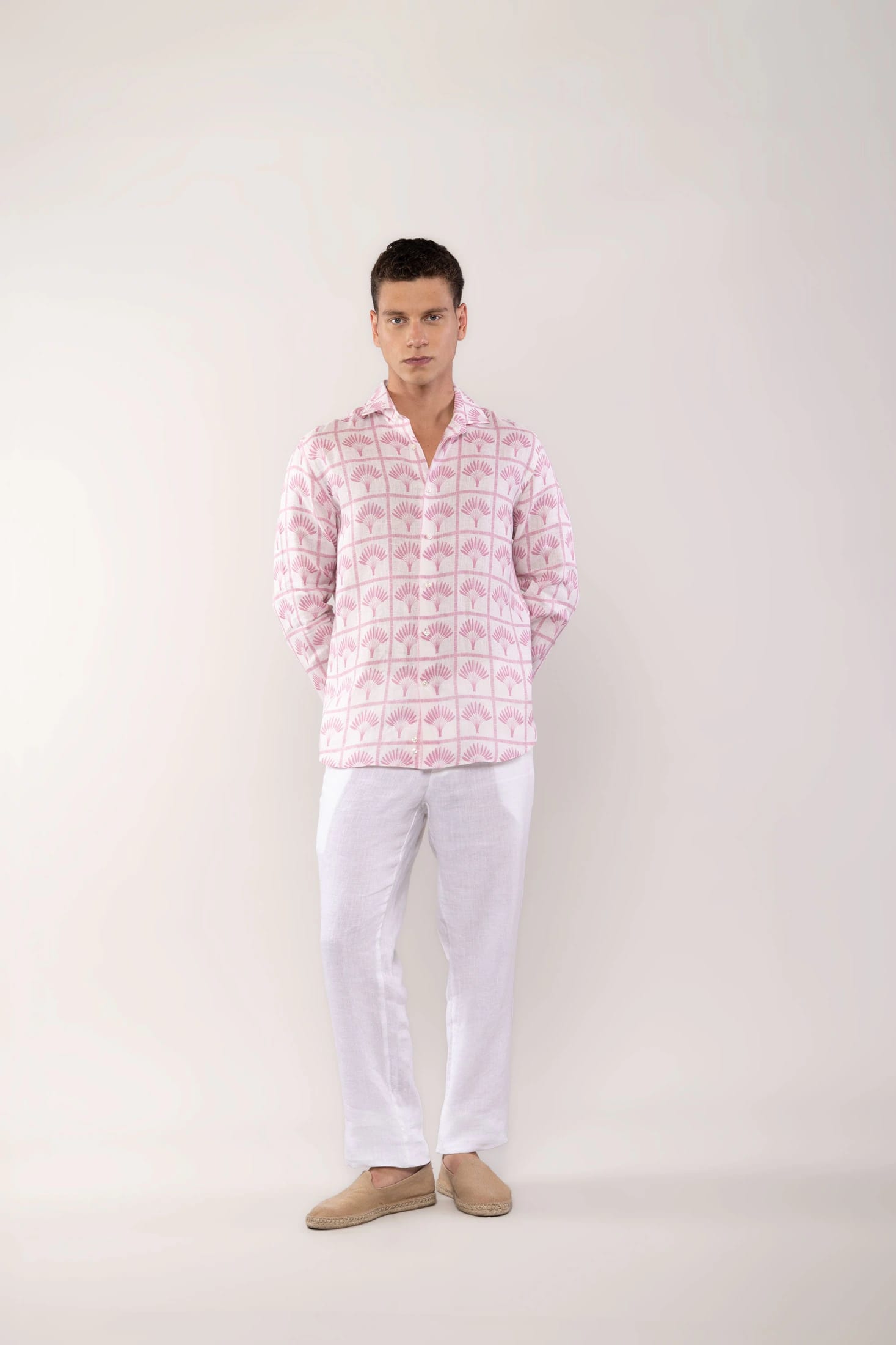 Men's linen shirt pink palmar - imagen 3