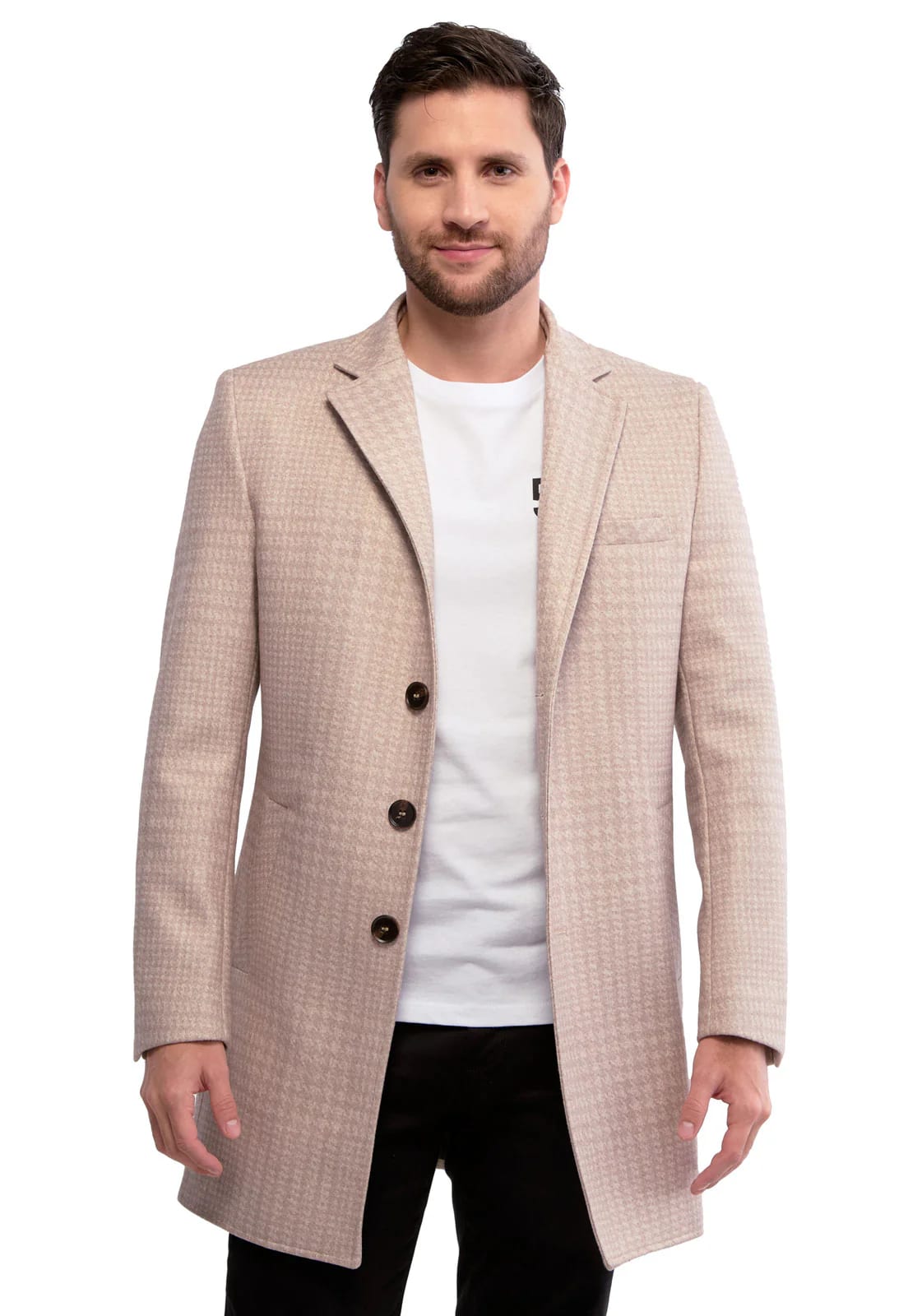 Abrigo estampado camel a cuadros - imagen 2