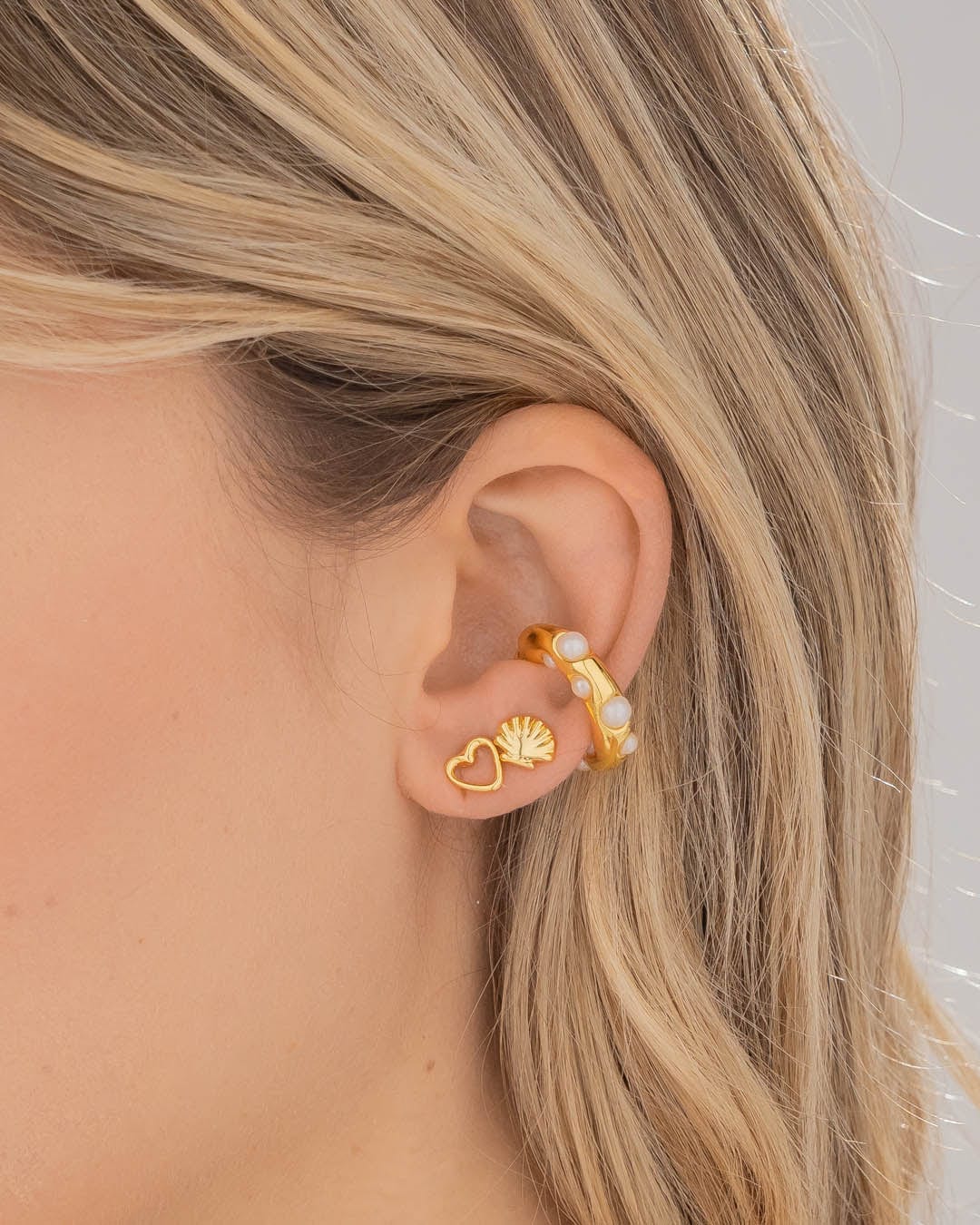 Set X3 Aretes Corazón Pelas - imagen 1