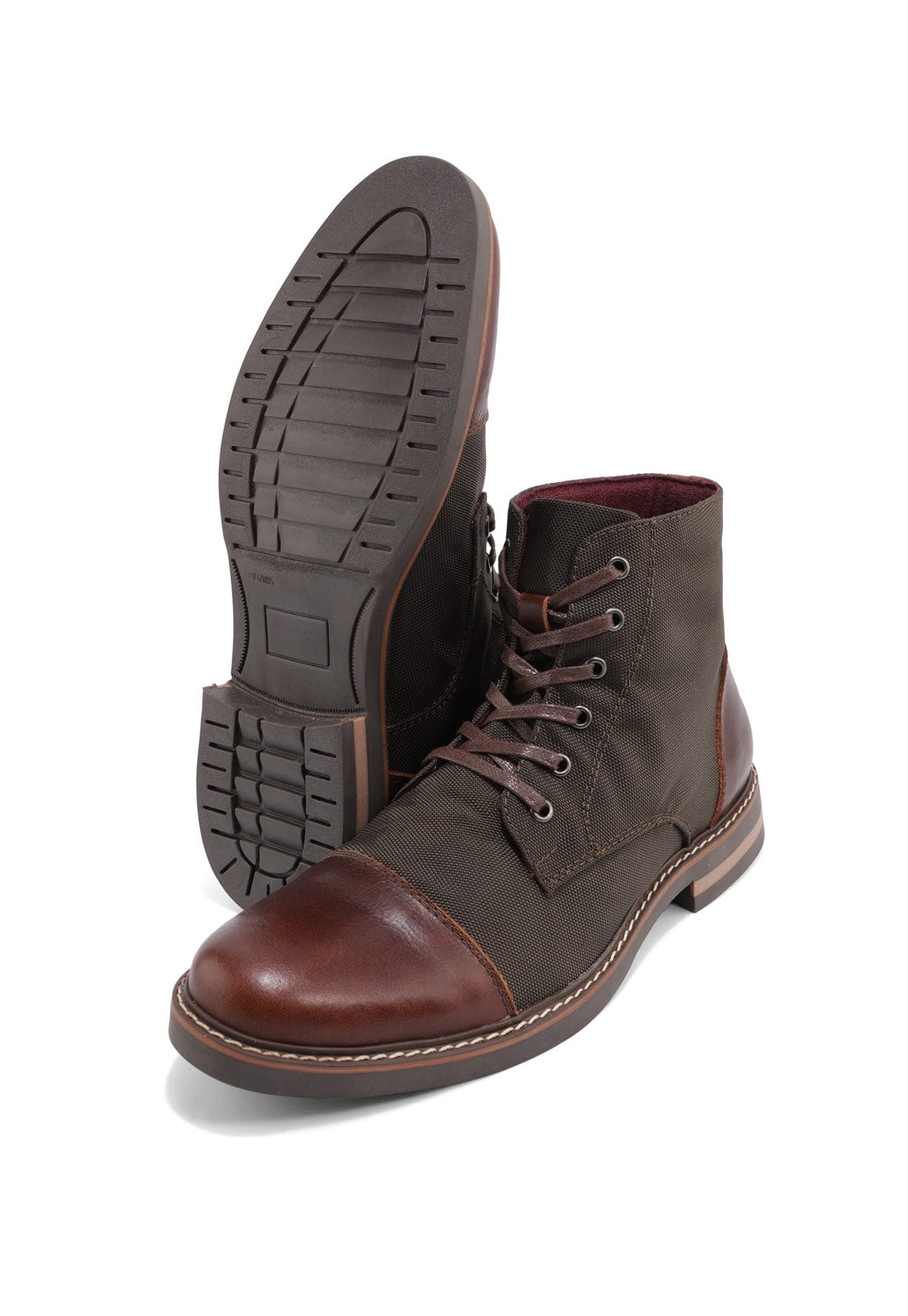 Botas cafés oscuro en lona y cuero. - imagen 4