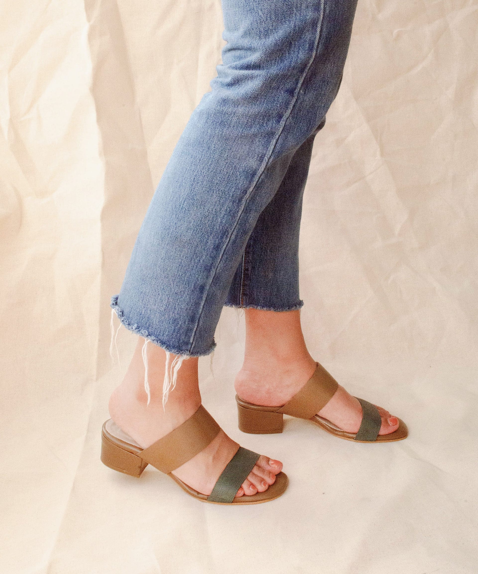 Double band sandals | Taupe Verde - imagen 1