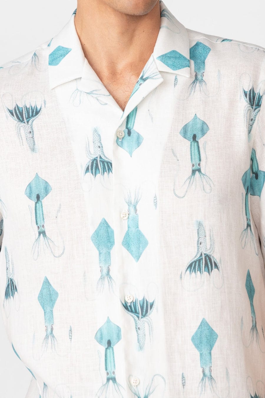 Men's linen shirt white egret - imagen 5