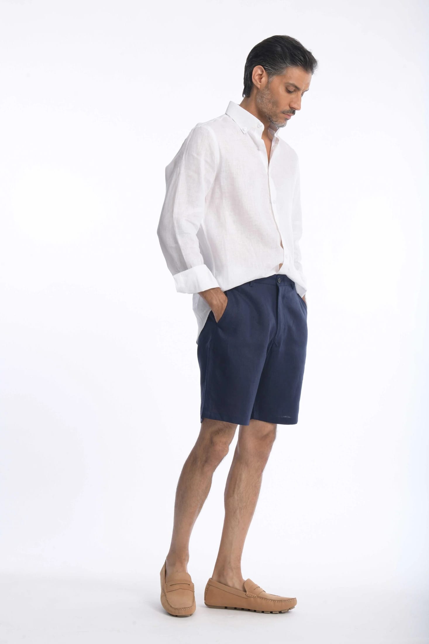 Bermuda Lino Azul Navy - imagen 12