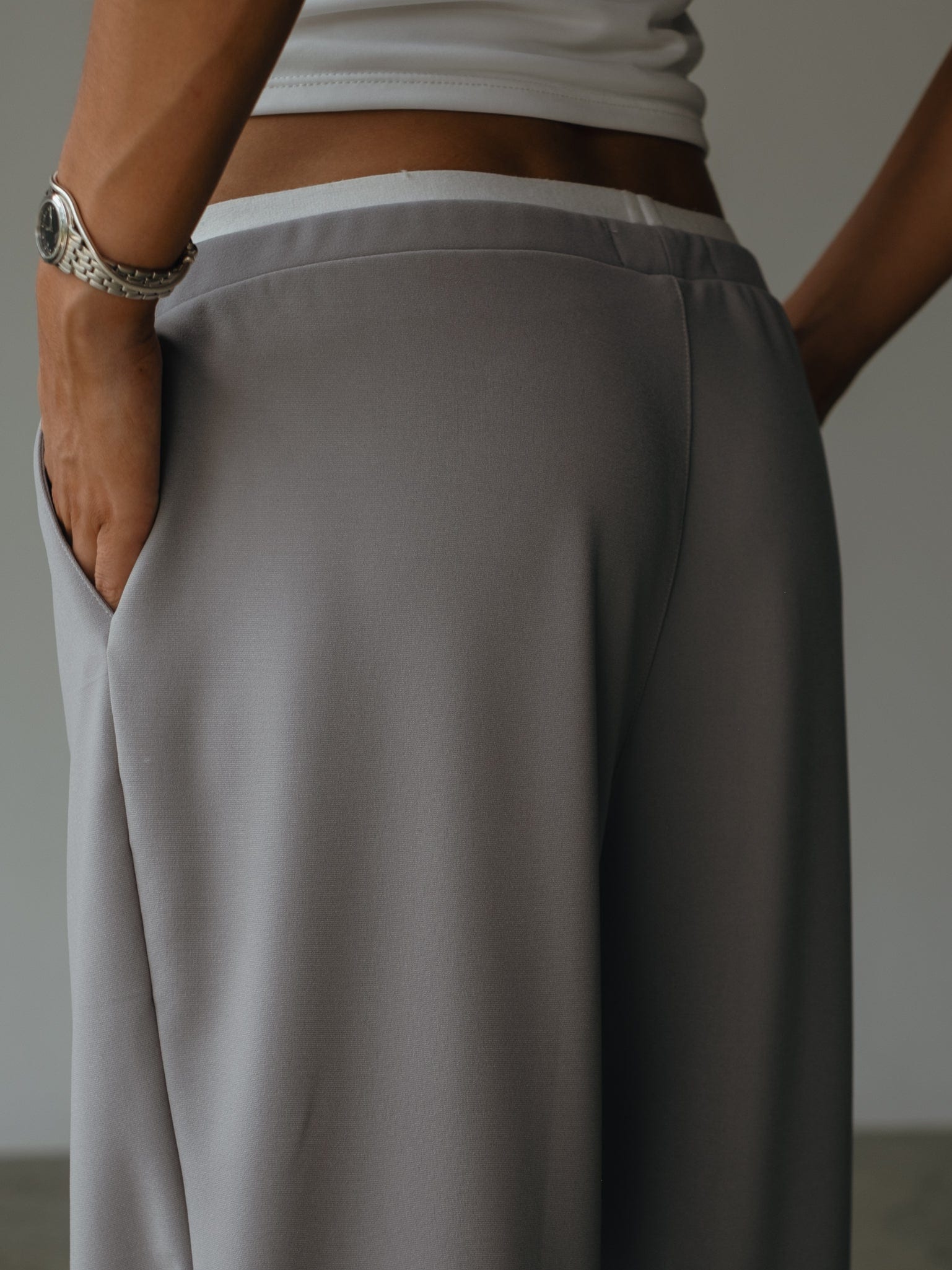 WIDE LEG BAND PANT - LIGHT GRAY - imagen 7