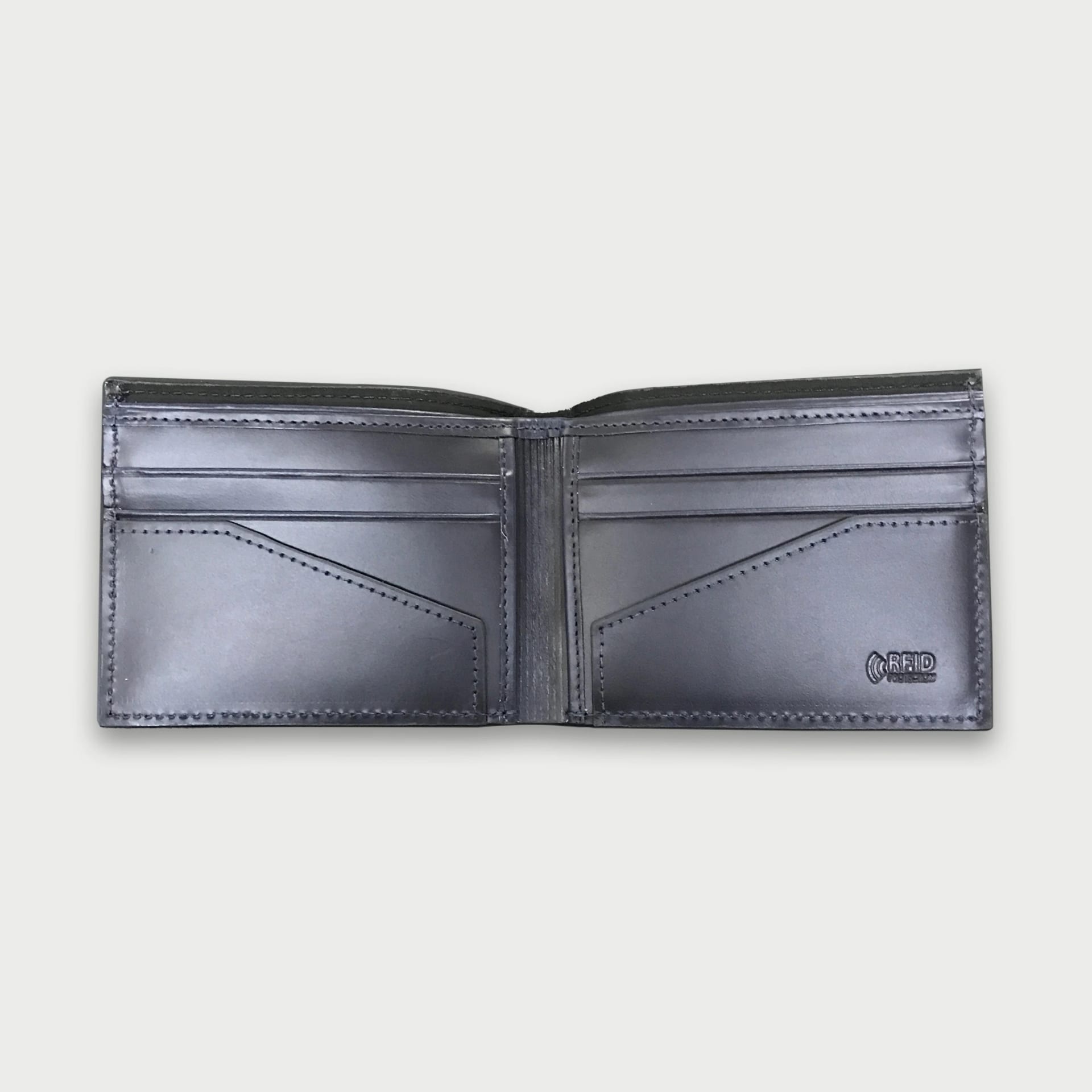 Billetera de cuero napa + lona color azul oscuro - imagen 2
