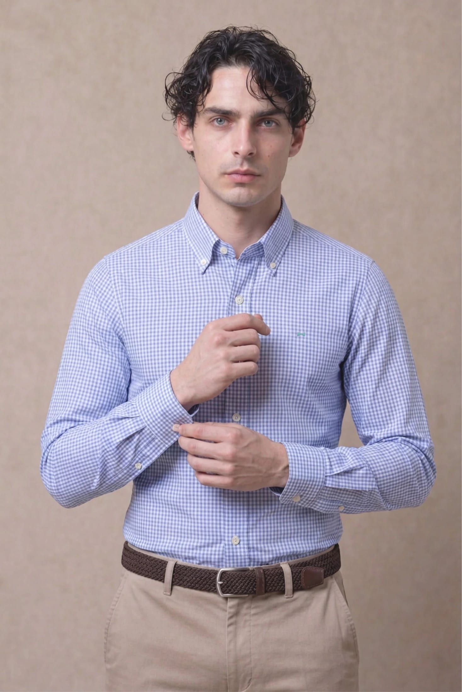 Camisa Antimanchas Popelina Cuadros Azul Claro Logo Combinado - imagen 12