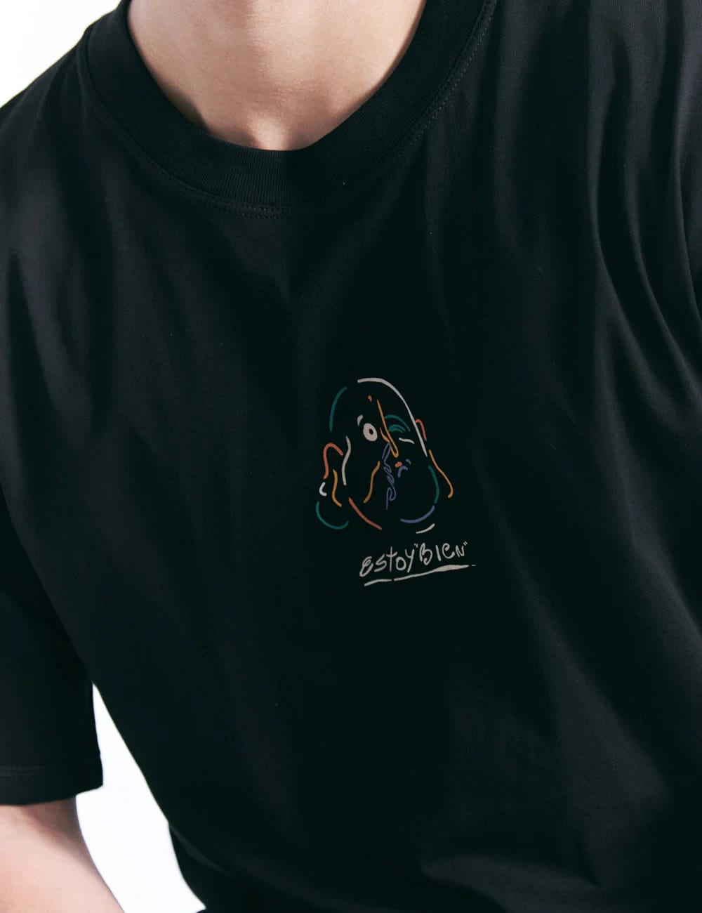 Camiseta Oversize Estoy bien  negro Hombre - imagen 7