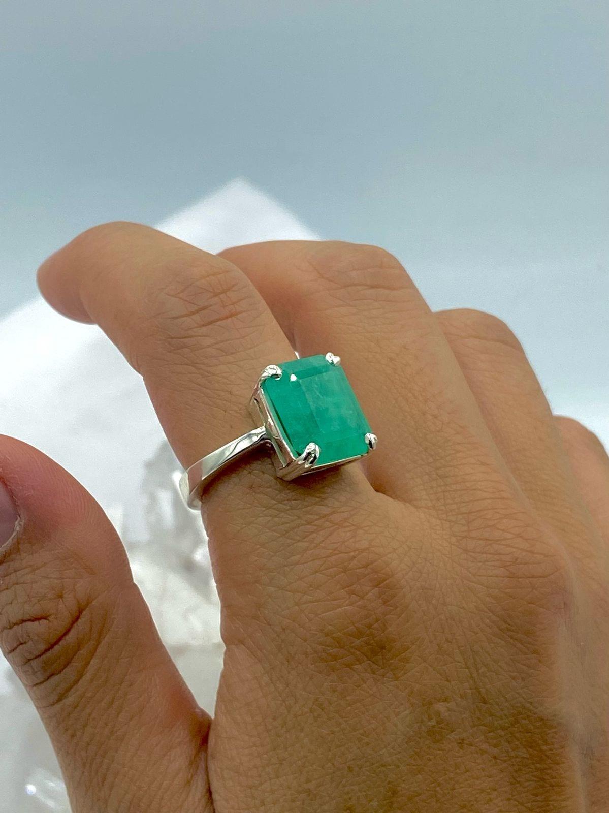 Anillo Esmeralda Cuadrado en Plata 925 - imagen 2