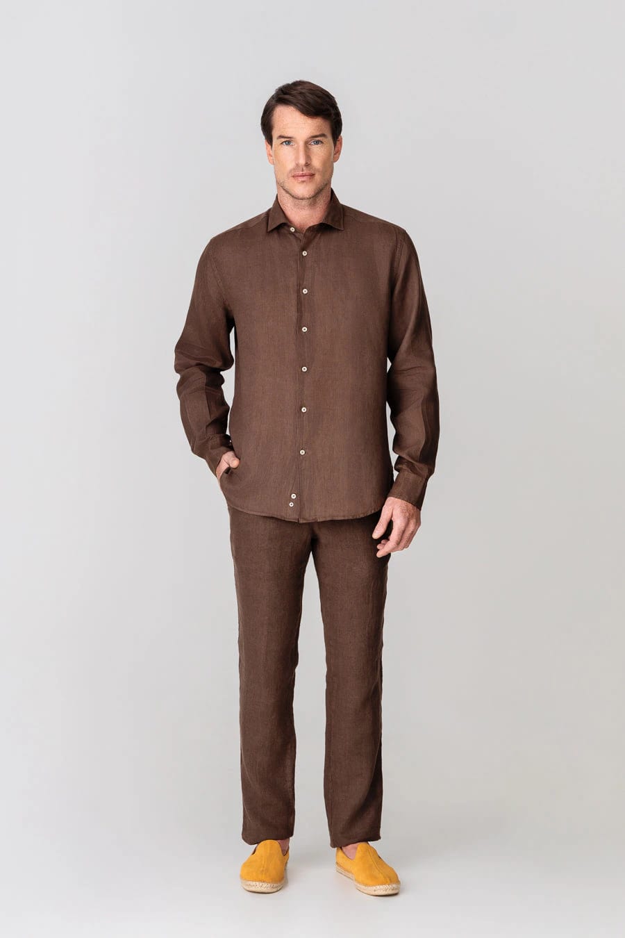 Men's linen shirt deeptaupe - imagen 2