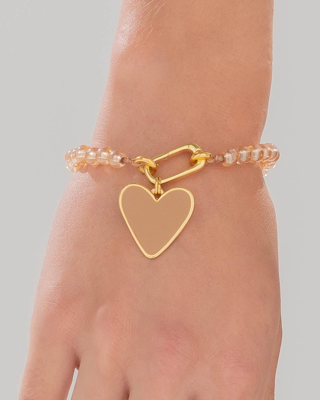 Pulsera Piedra Corazón Café - imagen 1