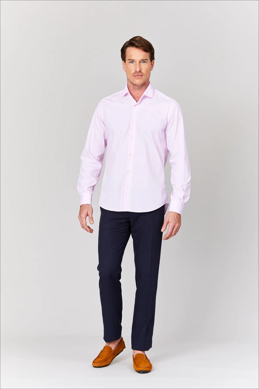 Men's cotton shirt pink muslin - imagen 4