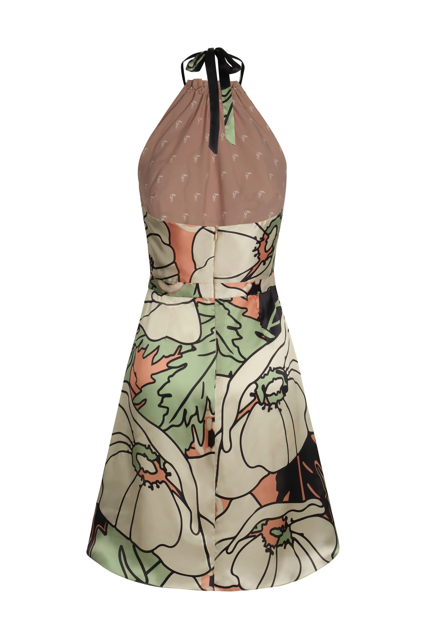 Atardecer de Verano Satin Silk Mini Dress / Sage Gladiolos Garden - imagen 2
