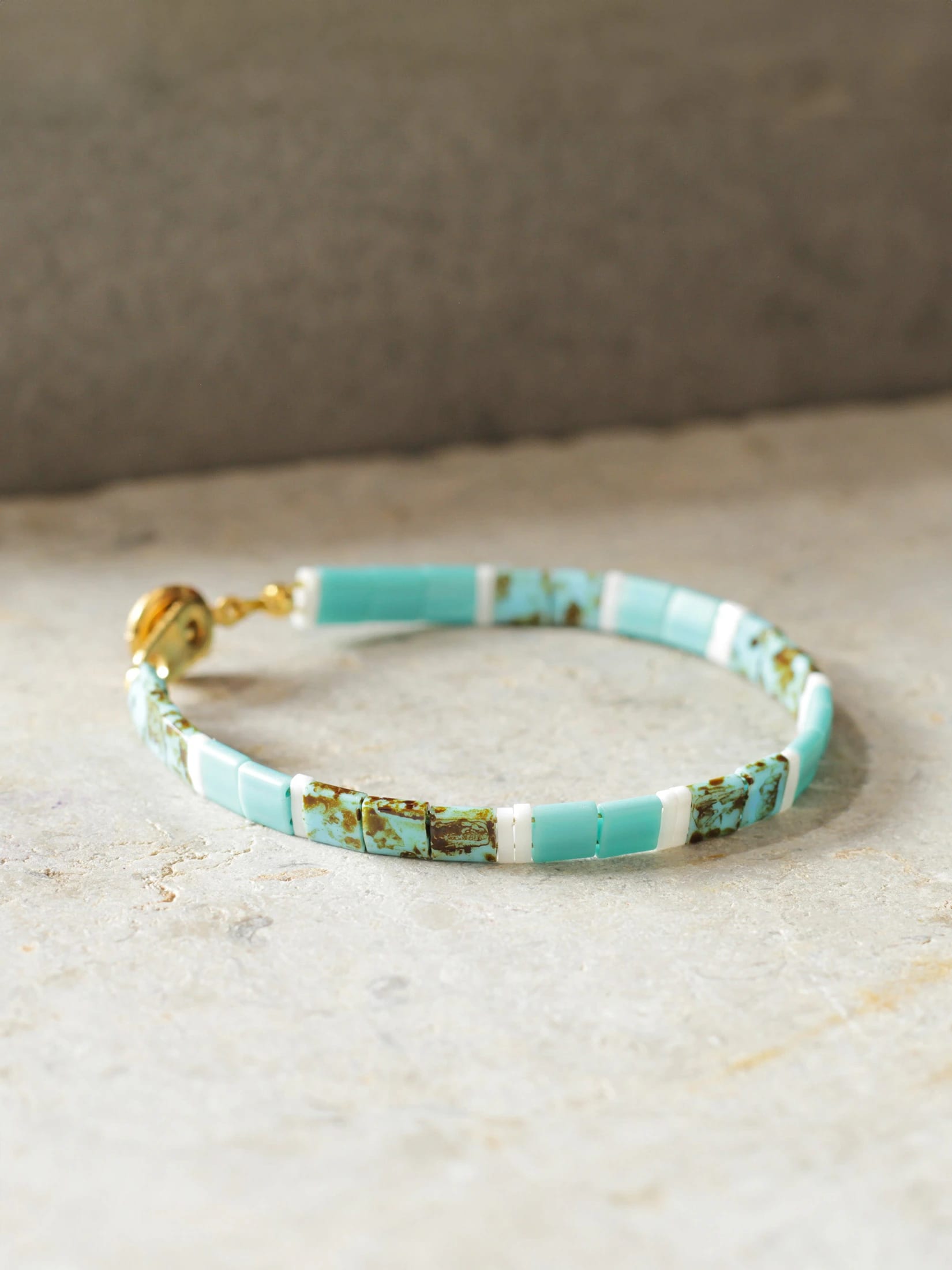 Brazalete Miyuki Tila Turquesa Marmolizada Nieve 5mm - imagen 2