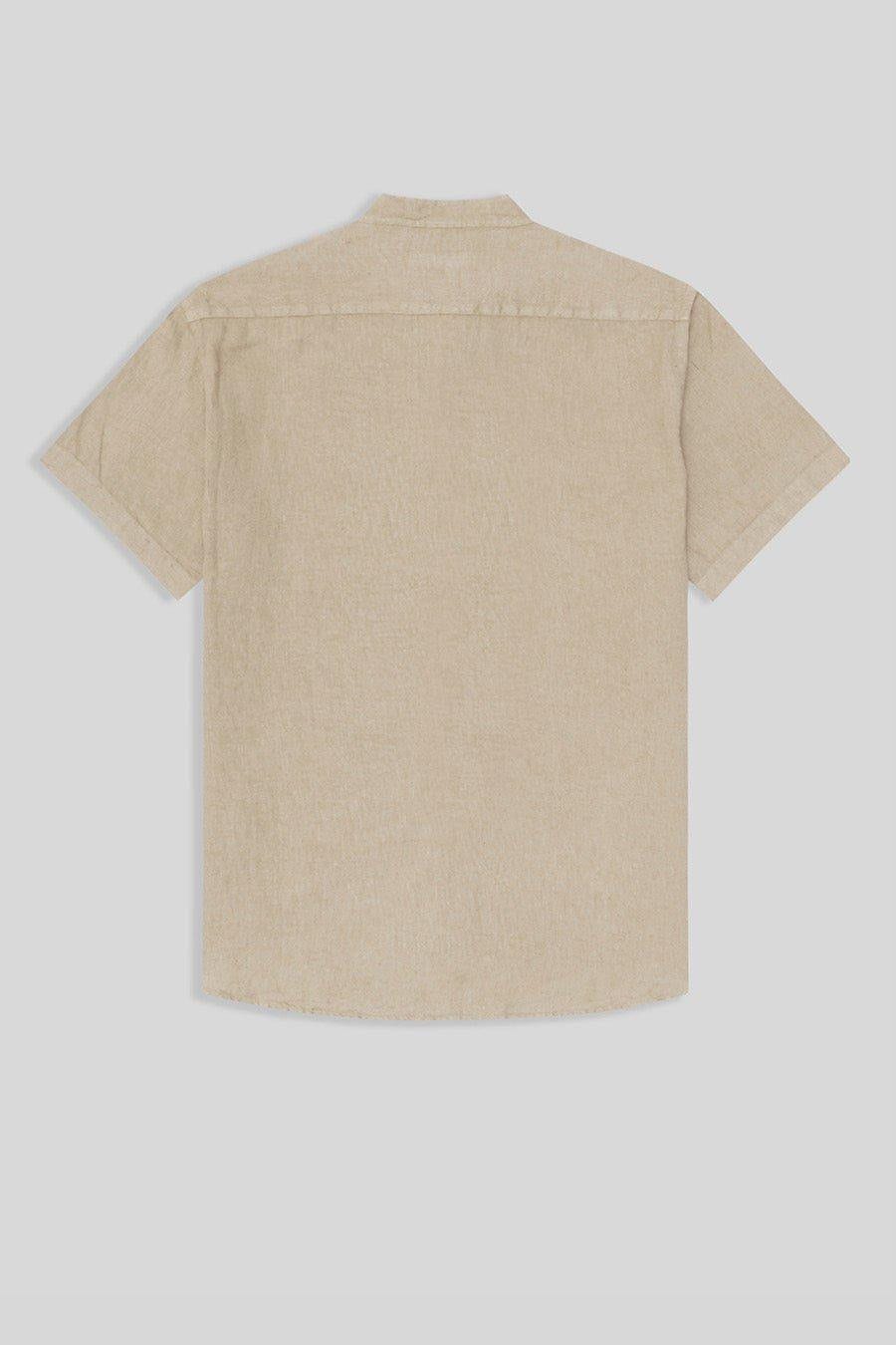 men’s linen shirt mao beige basic - imagen 2