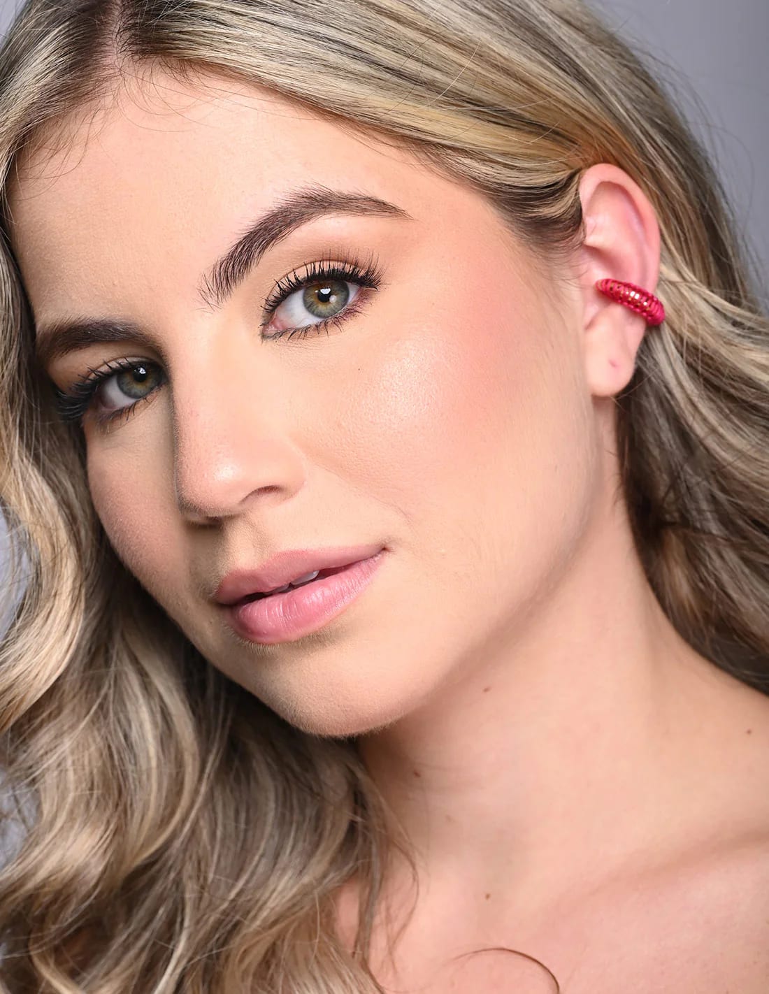 Ear Cuff Luna Llena Fucsia - imagen 1