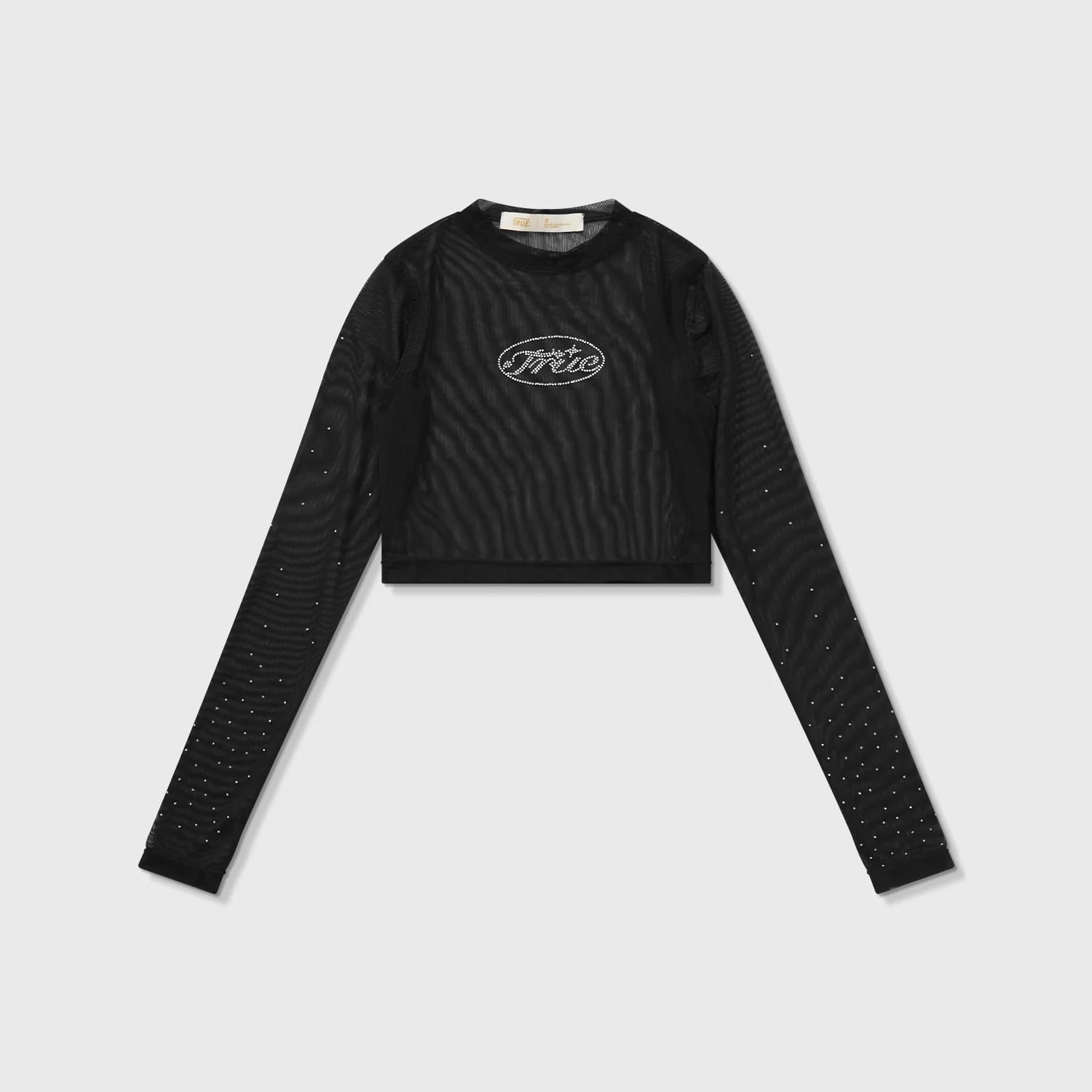Mesh Rhinestone LS Crop Top - Black - imagen 11