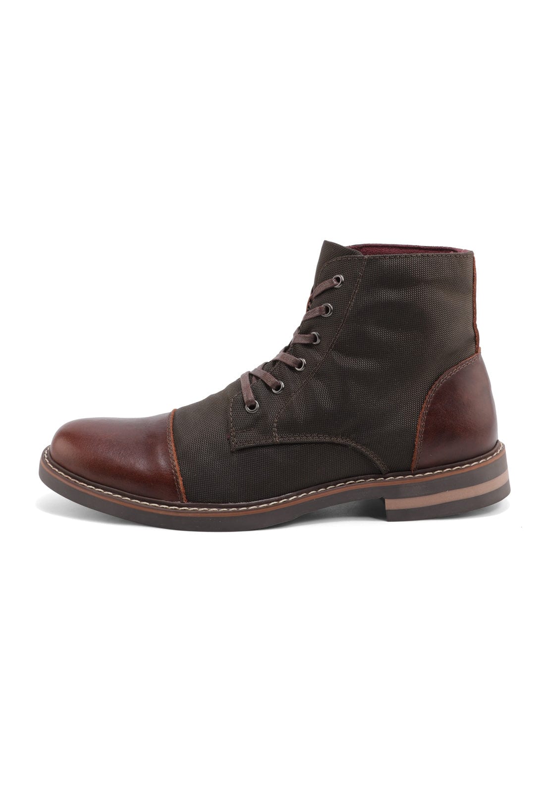 Botas cafés oscuro en lona y cuero. - imagen 2