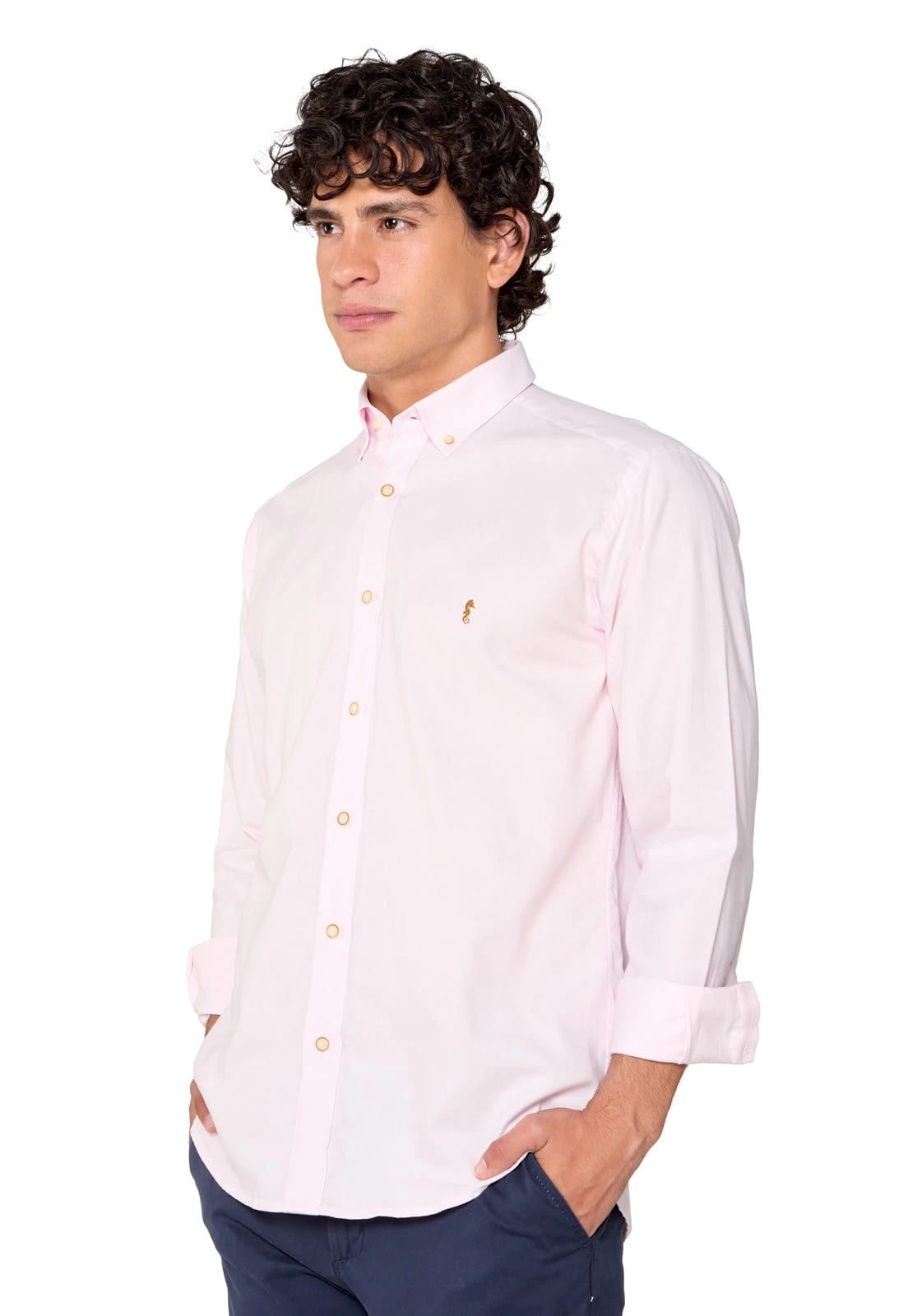 Camisa Manga Larga Oxford Premium Rosada - imagen 1