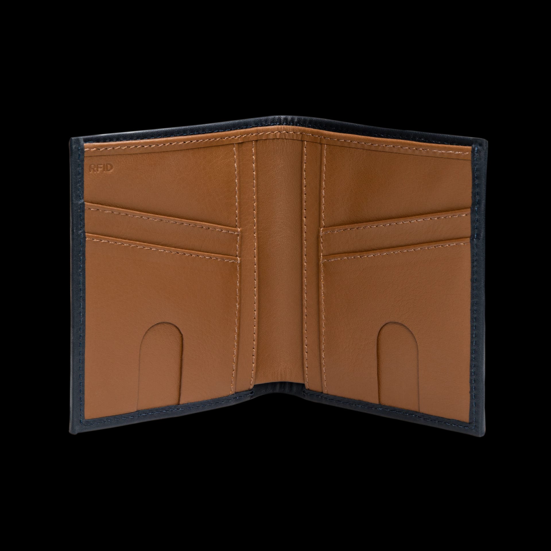 Billetera Compact Cuero (Azul) — Con Grabado de Iniciales - imagen 3