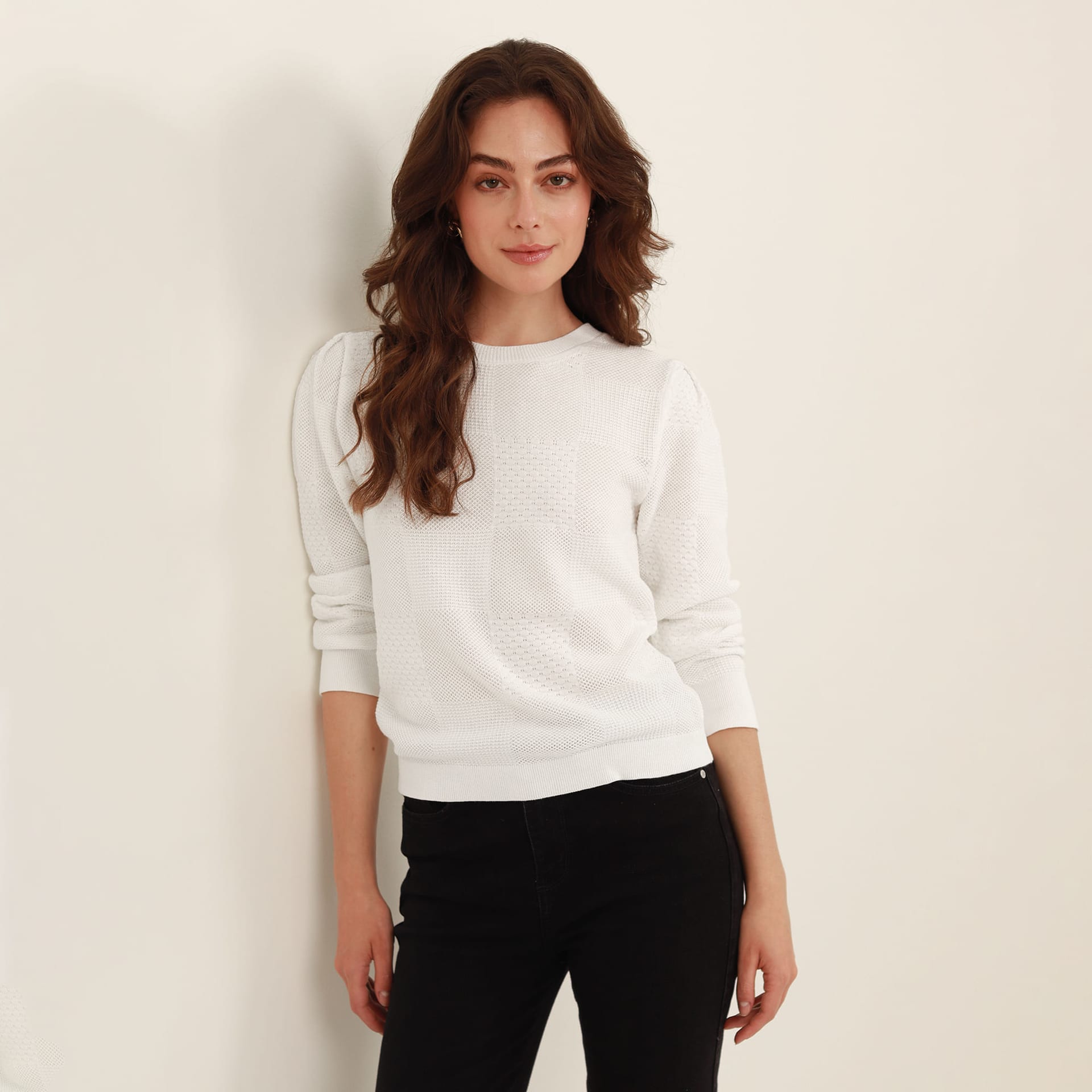Sweater cuello redondo manga larga en jacquard - imagen 5