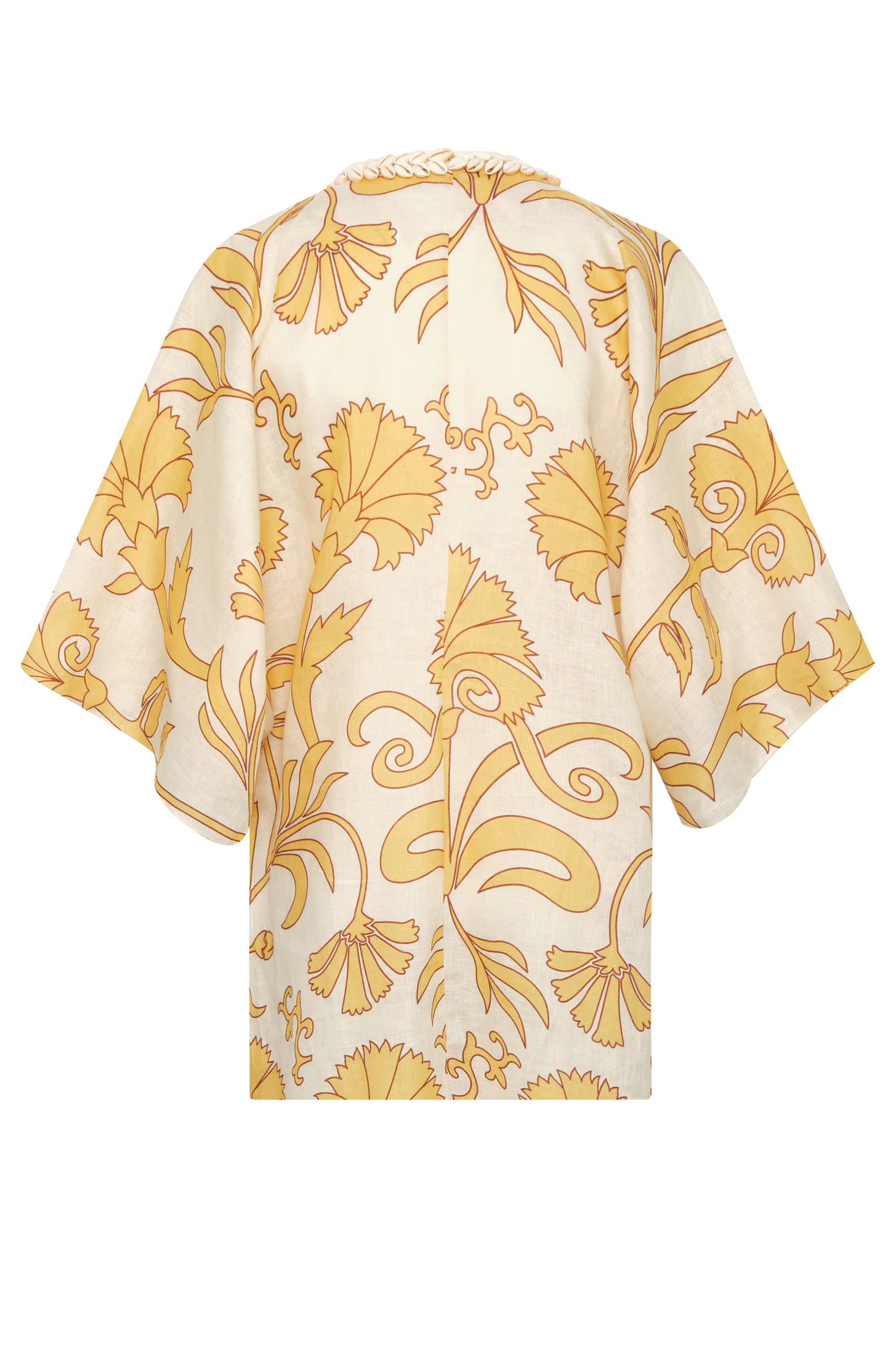 Andina Hand-Embroidered Linen Mini Tunic / Yellow Flowers - imagen 3