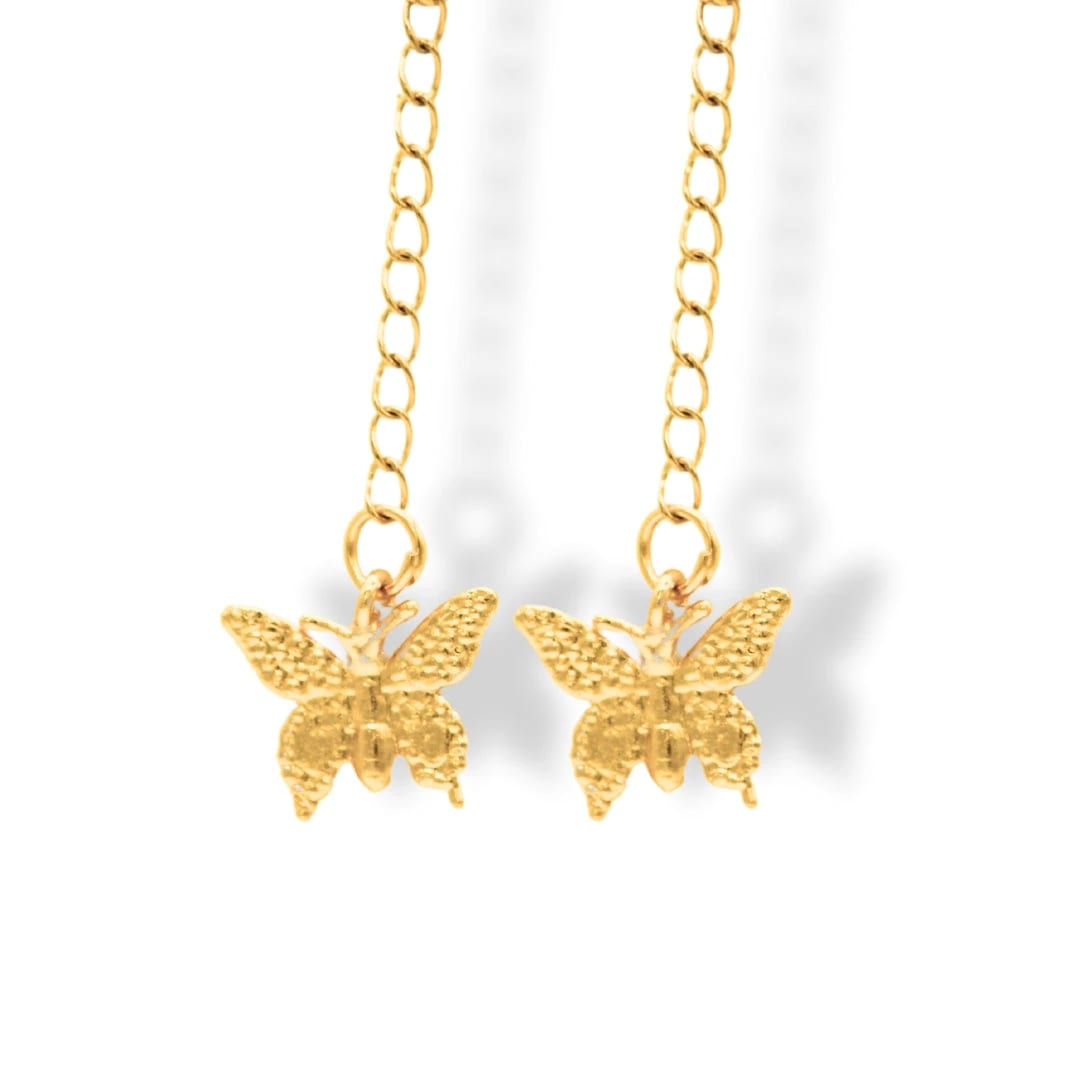 Aretes largos de mariposa pequeña - imagen 2